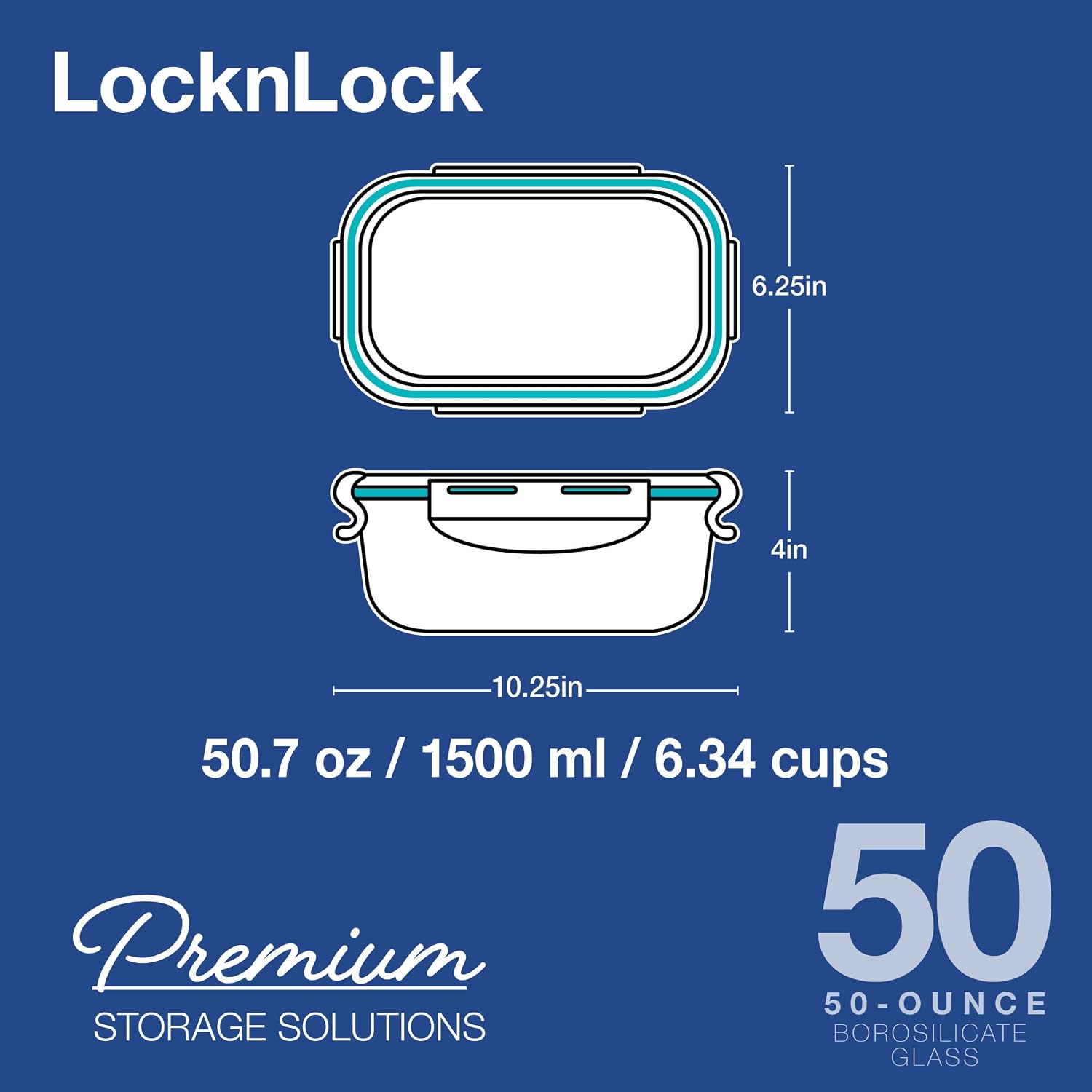LOCK & LOCK LocknLock Purely Better Glass Round Pie Baking Dish/Food Storage Container with Lid, 9.5 Inch, Clear