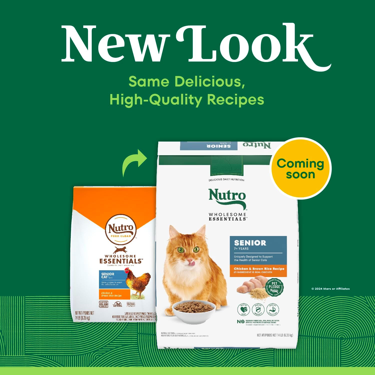 Nutro Wholesome Essentials Senior Dry Cat Food, Chicken & Rice, 14 lb | Real chicken #1 ingredient, essential antioxidants (Vitamin E & Selenium), Omega-6 for skin & coat, hairball control