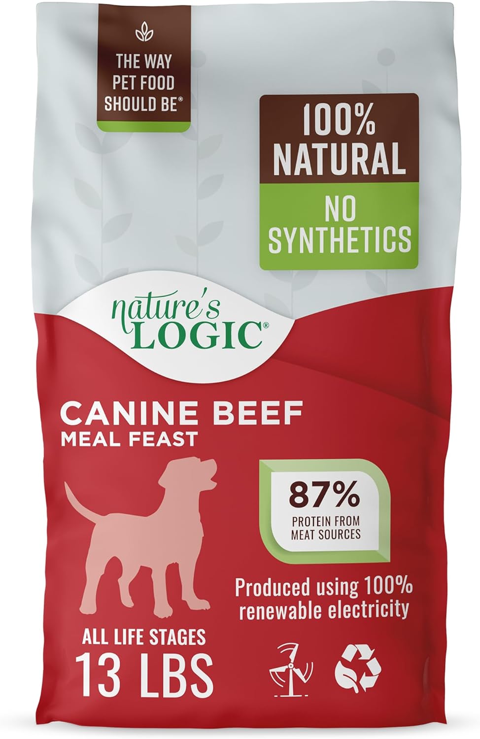 NATURE'S LOGIC Dry Dog Food - Beef Meal Feast Dry Kibble, 13 lb