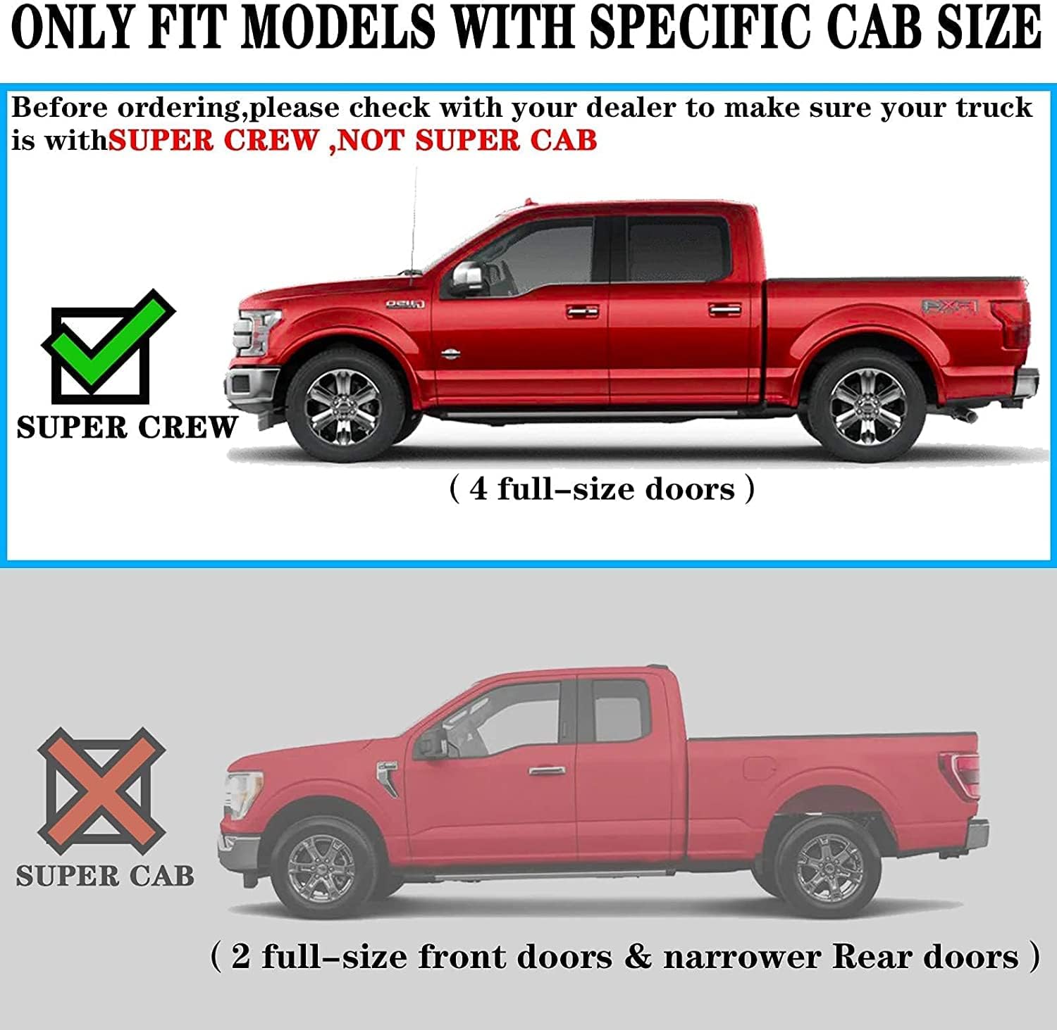 COMNOVA Pair Running Board for 2017-2026 Ford F250 Superduty Crew Cab