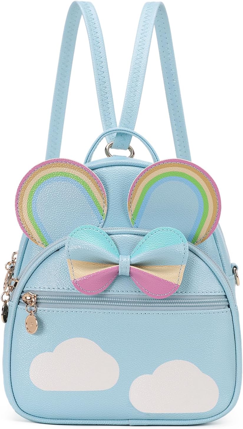 KL928 Girls Mini Backpack Bowknot Polka Dot Cute Small Daypacks Convertible Shoulder Bag Purse for Women