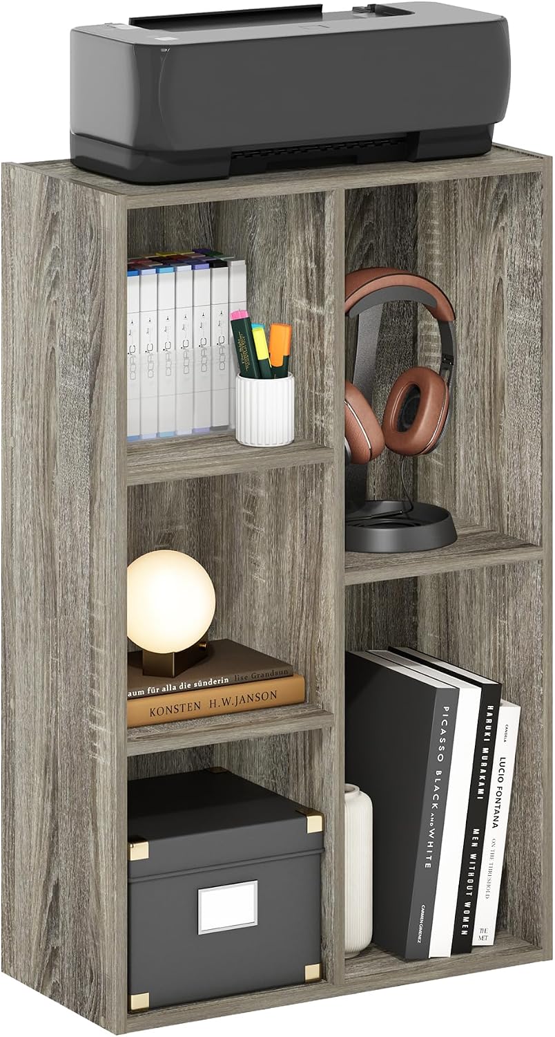 Furinno LUDER Book Shelf, 5-Cube Bookshelf, Reversible Bookcase, 9.4 x 19.5 x 31.5, Easy Assembly, for Living Room, Bedroom, Home Office, White
