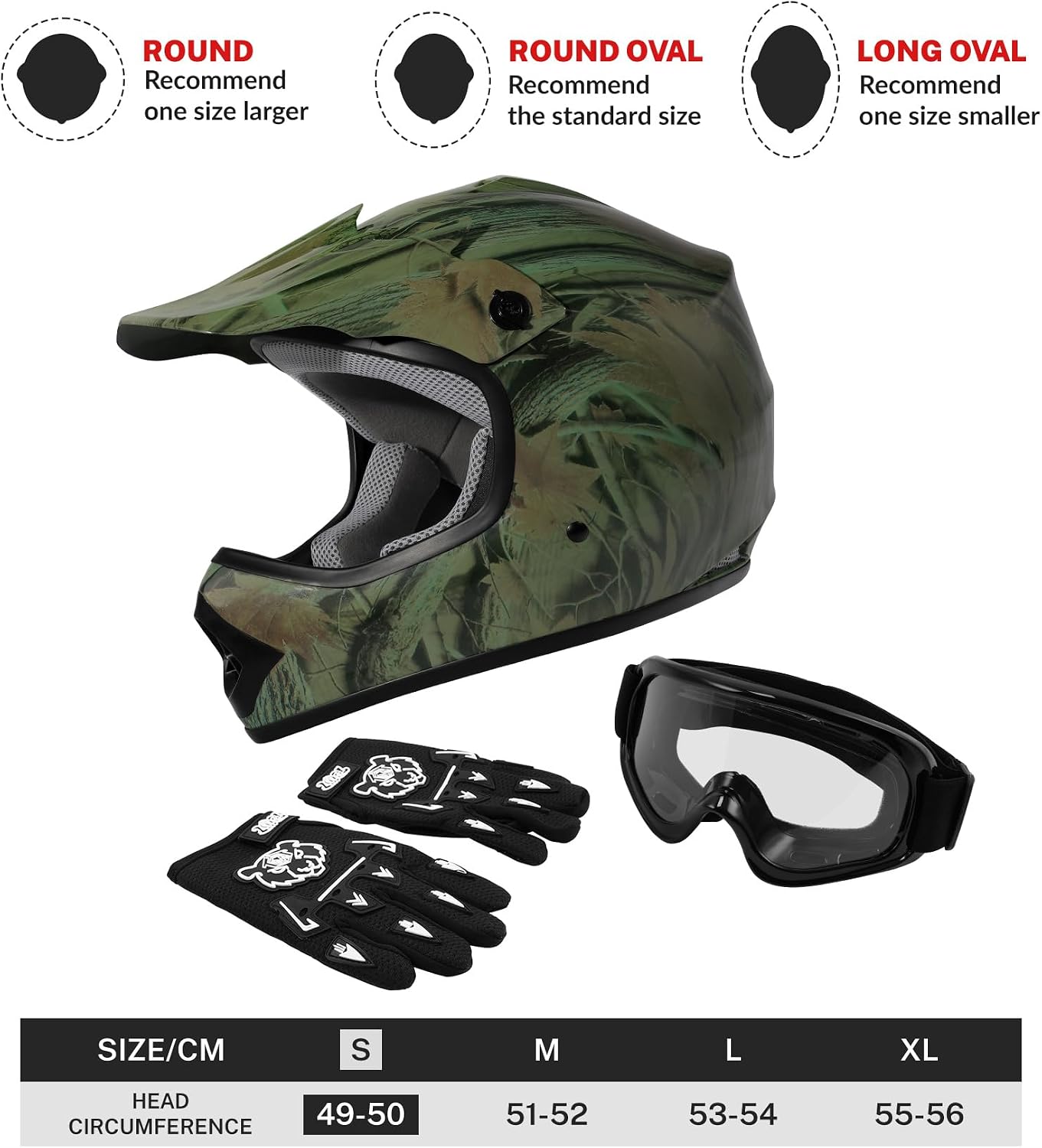 Kids Dirt Bike Helmet Youth Motorcycle Helmet DOT-Certified Full Face Helmets for Motocross ATV Off-Road Street Bike with Goggles & Gloves, Blue Flame Medium | Motorcycle Riding Gear included Goggles & Gloves, Ultra-Lightweight, For ATV UTV Off-Road, Blu…