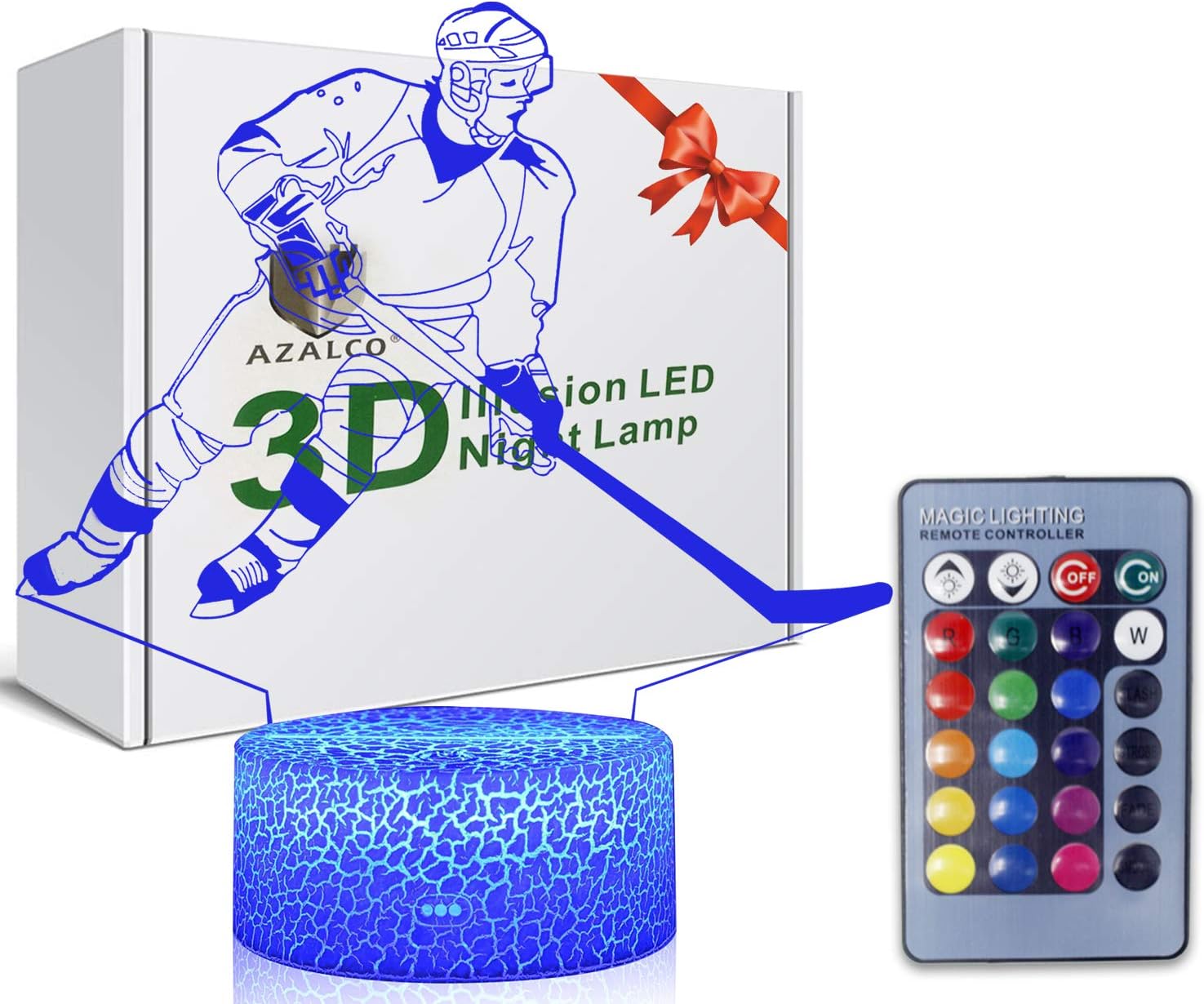 Volleyball 3D Illusion Night Light,16 Colors Changing Touch Switch & Remote Control,Acrylic Flat & ABS White Crack Base &USB Cable Table Lamp