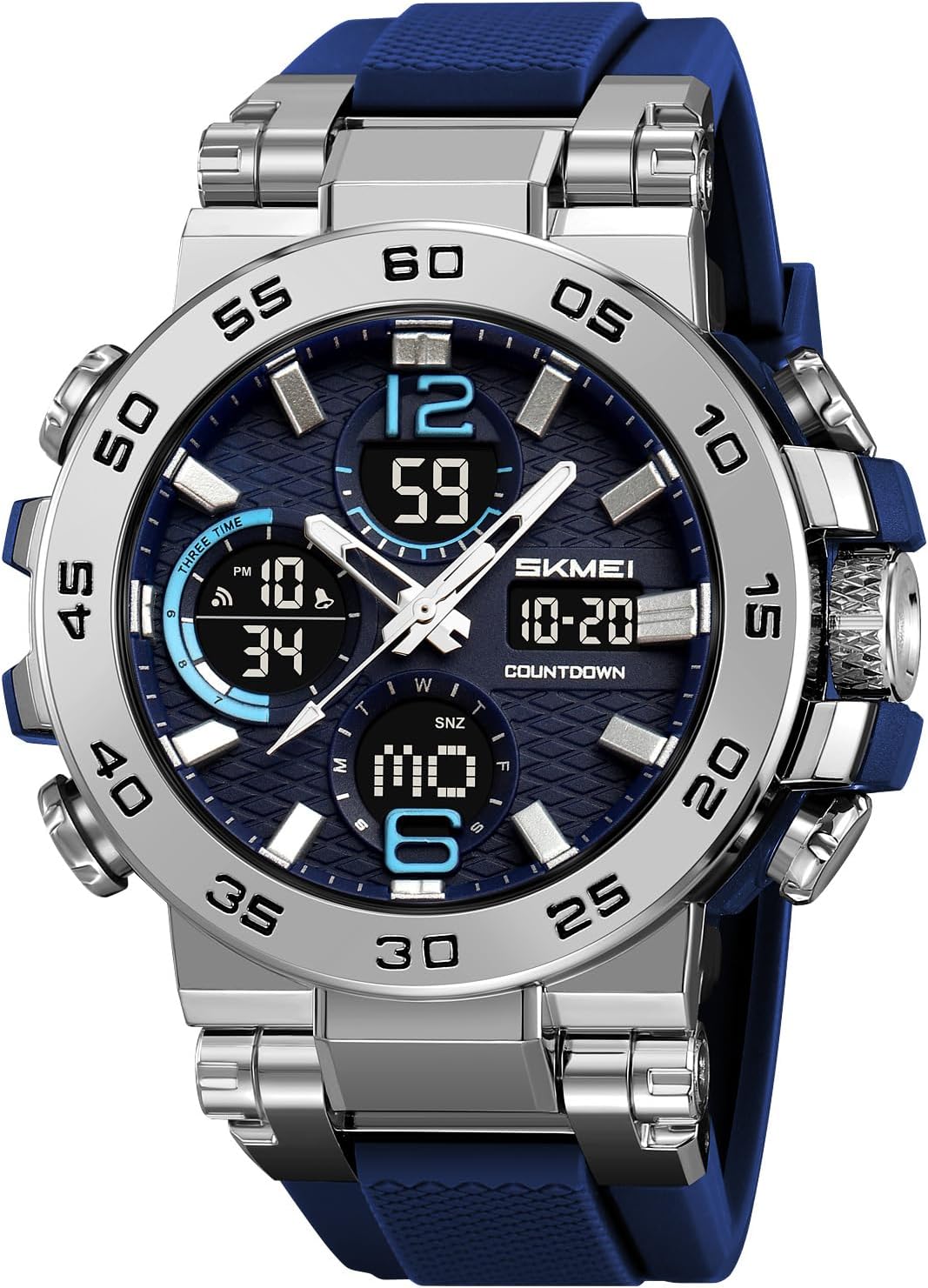 FANMIS Men's Analog Digital Sport Watch Military Dual Display 50M LED Watch | Men's Dual Display Sports Watches With Led Backlight Alarm Stopwatch 12/24h Time Outdoor Running Swimming