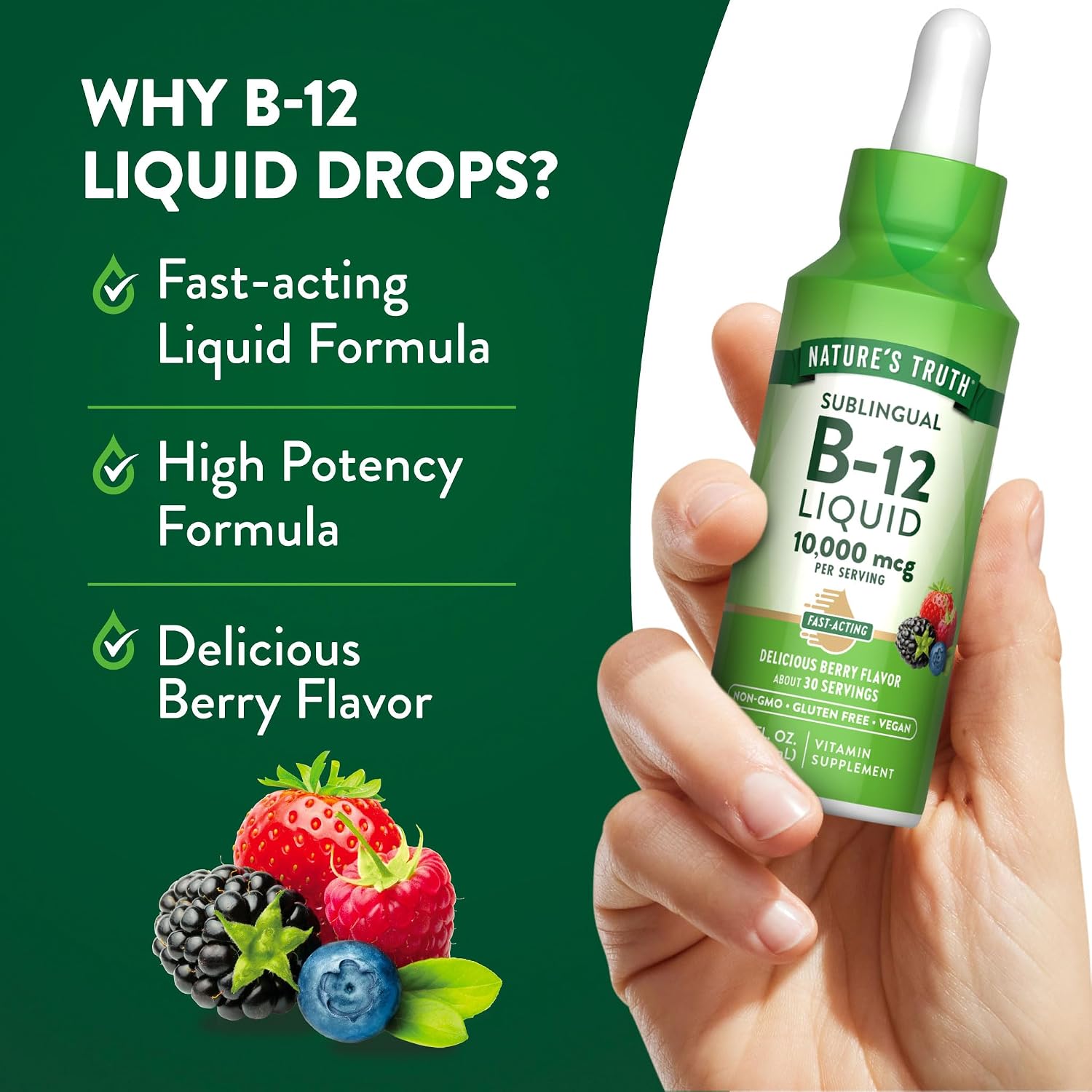 Nature's Truth B12 Sublingual Liquid Drops | 10,000 mcg | 2 oz