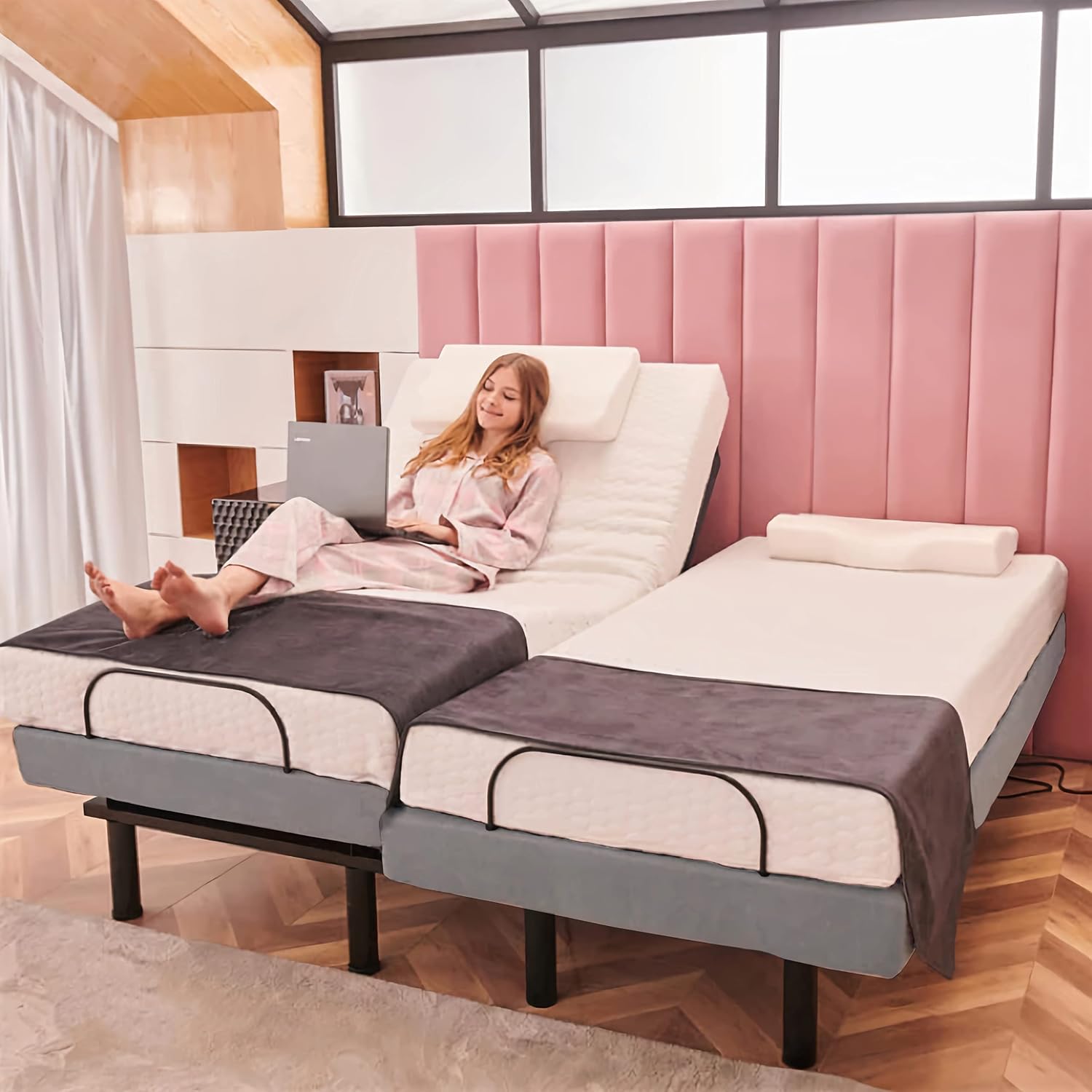 Irvine Home Collection Twin XL Adjustable Bed Base | Dual Massage | USB Ports | Zero Gravity | Anti-Snore | Memory Positions | Under Bed Lighting