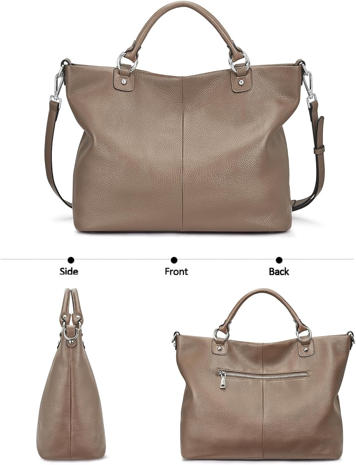 Kattee Genuine Leather Tote Purse for Women, Top Handle Satchel | Soft genuine leather tote with roomy storage and versatile carry for work, shopping, and travel.