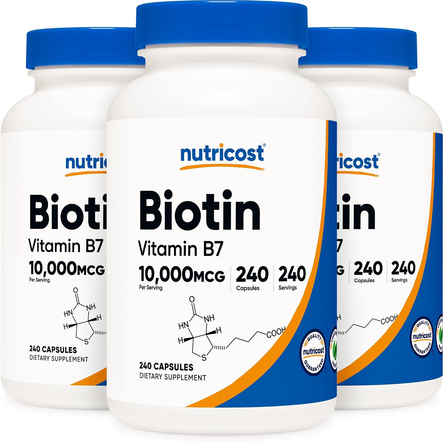 Nutricost Biotin (Vitamin B7) 10,000mcg (10mg), 240 Capsules, Quick Release | Vegetarian, Gluten Free, GMO-Free