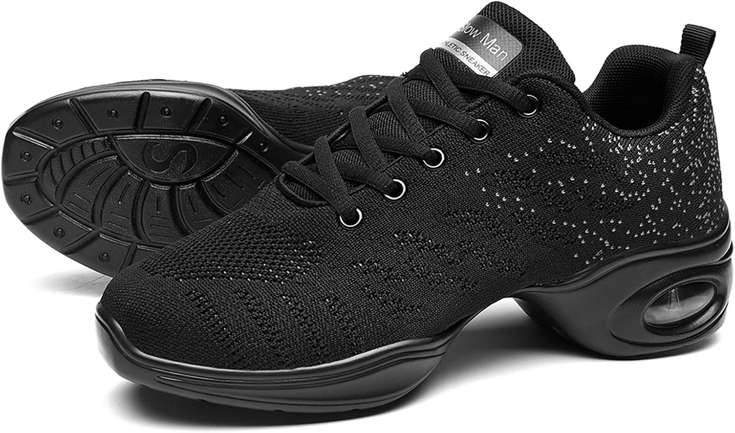 Slow Man Women's Jazz Shoes Lace-up Sneakers - Breathable Air Cushion Lady Split Sole Athletic Walking Dance Shoes Platform