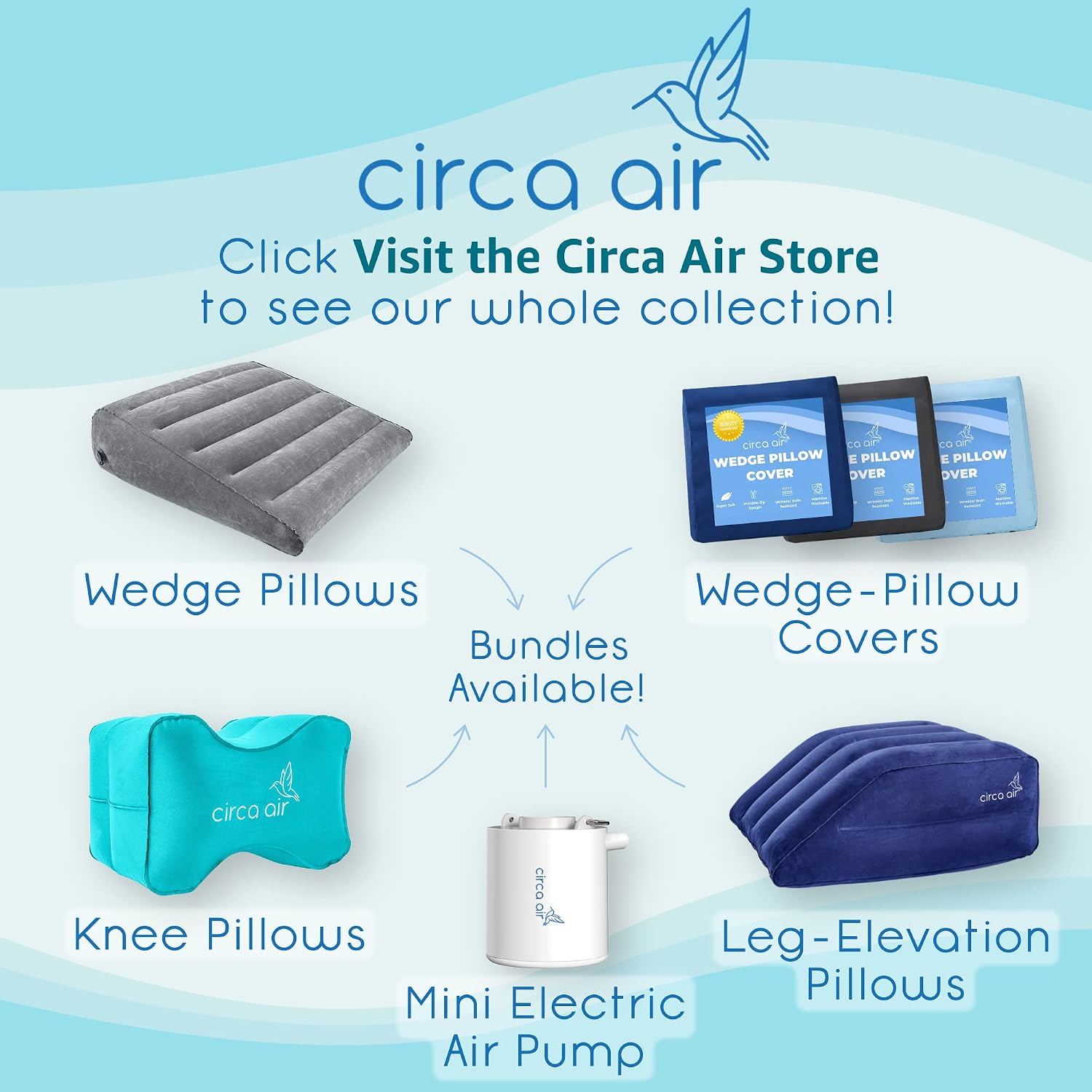 Circa Air Inflatable Wedge Pillow for Traveling - Travel Wedge Pillows for Sleeping in Bed, Acid Reflux, Sleep Apnea, Snoring for Back, Knee