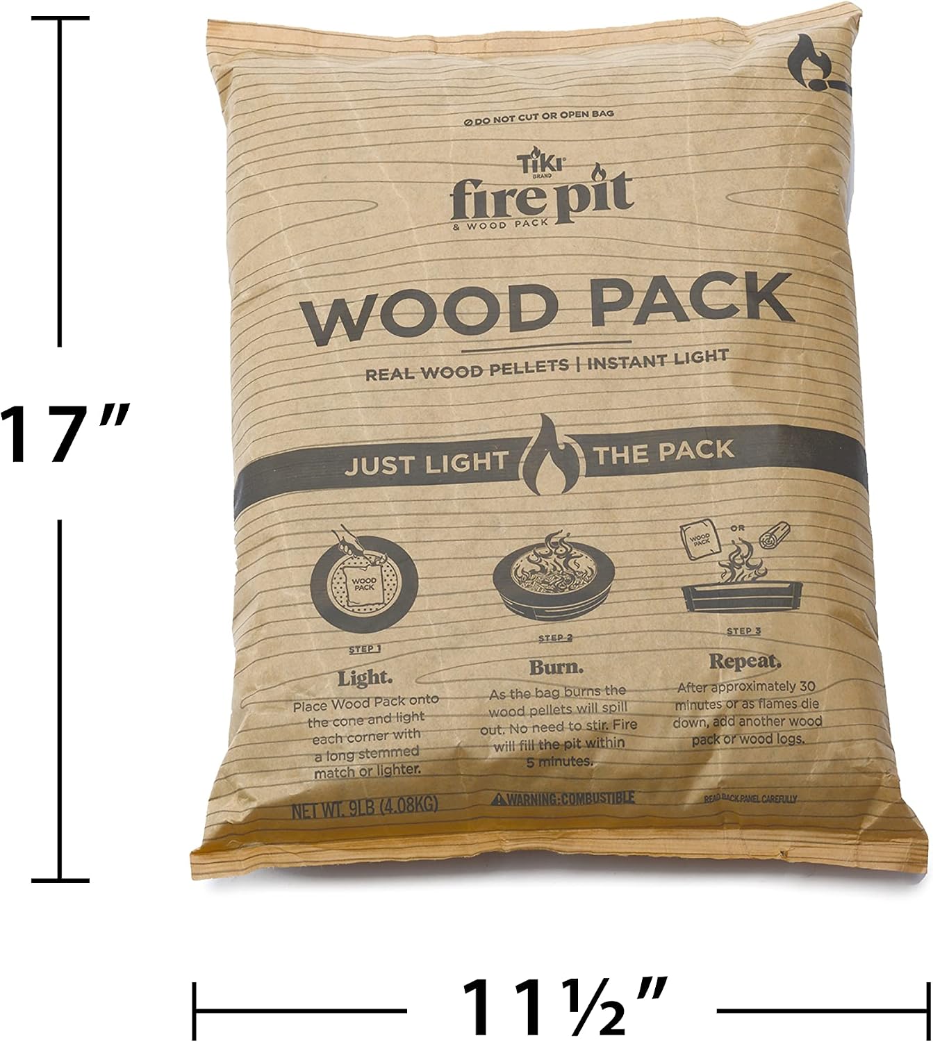 TIKI Wood Pellet Pack – 4-Pack Wood Pellets for Smokeless Fire Pits, Easy-to-Use Fire Pit Fuel for Outdoor Heating & Camping