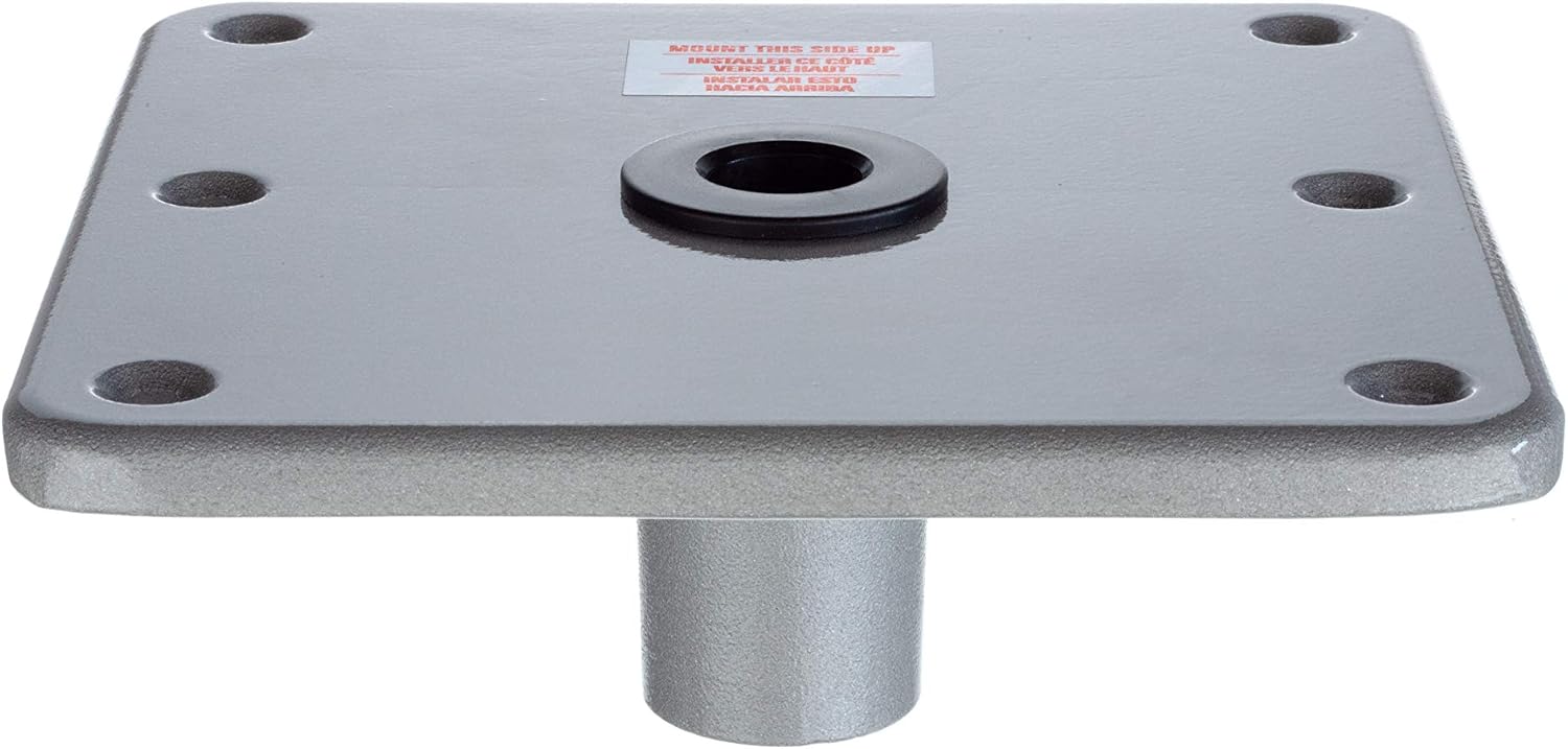 Swivl-Eze attwood SP-67739 Swivl-Eze Lock'N-Pin Stainless Steel 7-Inch x 7-Inch Non Threaded Boat Seat Pedestal Base | Non-threaded for 3/4 in pin socket, needs 2-3/4 in mounting hole, satin finish, exceeds ABYC standards, Type B rating