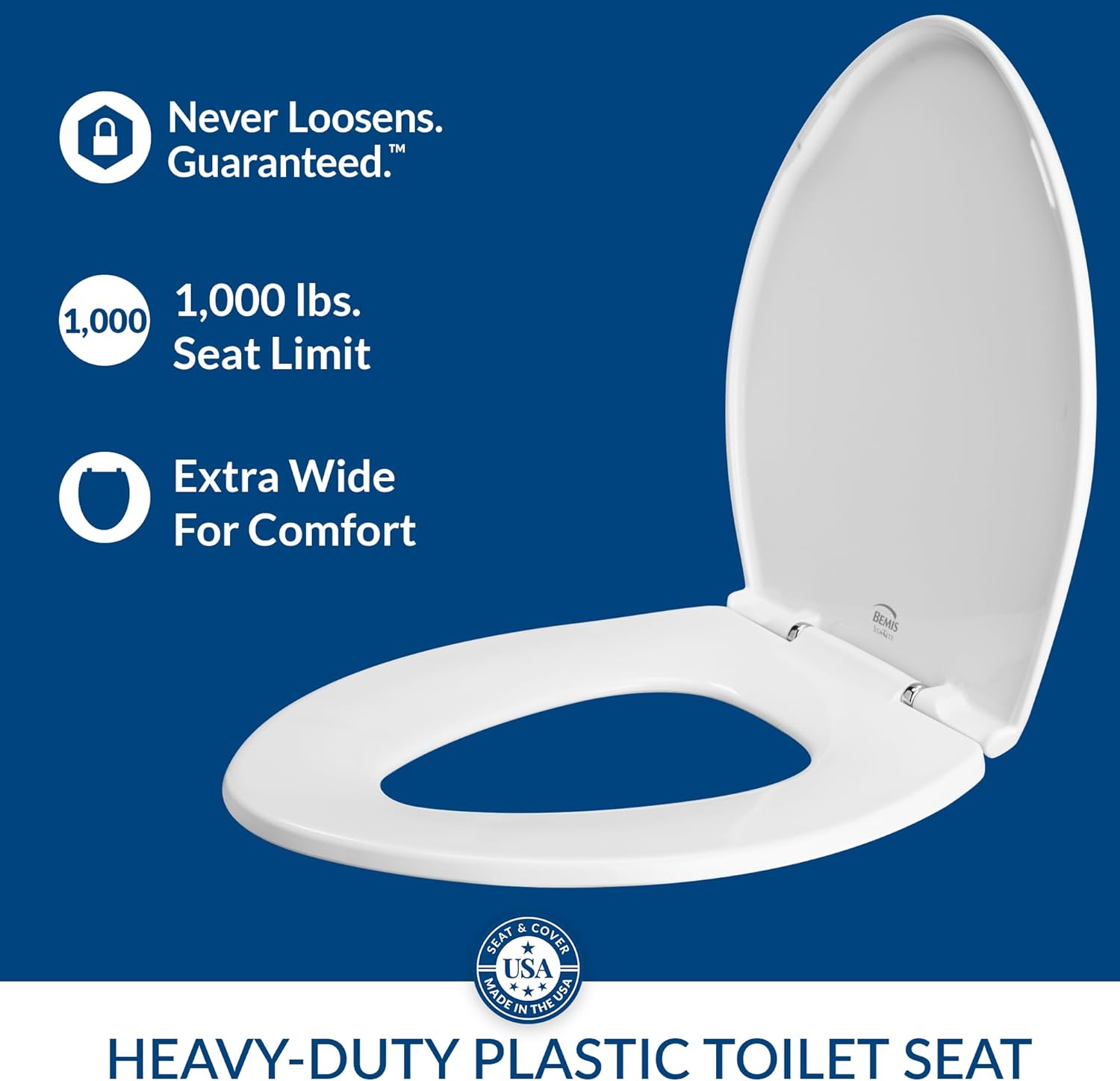 BEMIS 1000CPT Paramont Heavy Duty OVERSIZED Closed Front Toilet Seat with 1, 000 lb Weight limit will Never Loosen & Reduce Call-backs