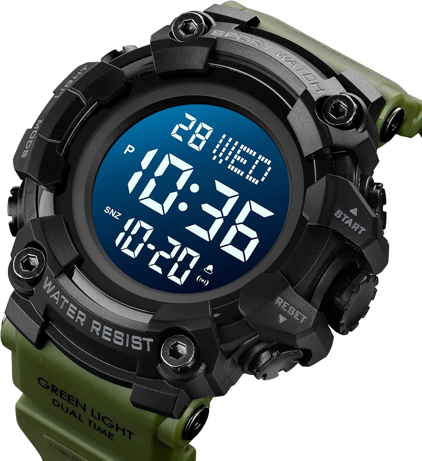 FANMIS Men's Digital 50M Waterproof Electronic Sport Watch Rubber Band Army Military 24H Time LED Light 164FT Water Resistant Calendar Date Day Watches