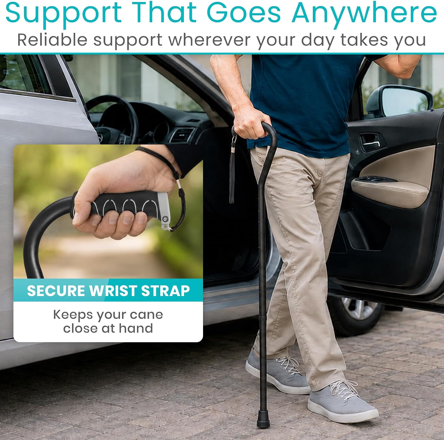 Vive Walking Cane for Women, Men, Elderly - Patented Offset Grip