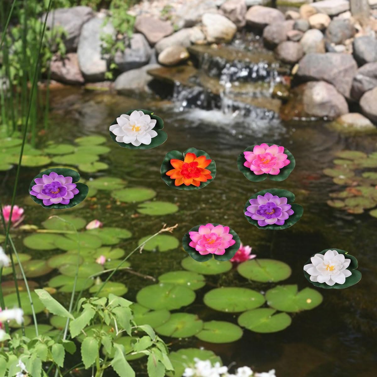 Set of 4pcs Floating Pond Decor Water Lily/Lotus Foam Flower