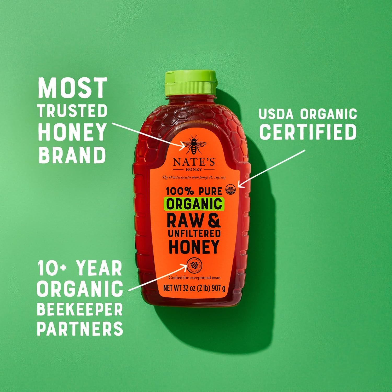 Nate's Organic Honey - 32oz. Squeeze Bottle