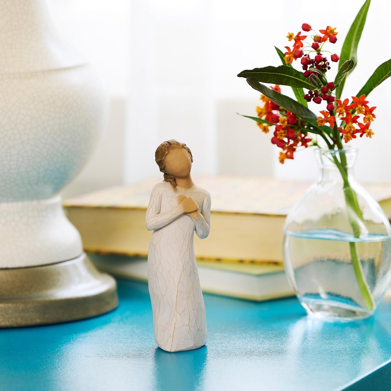 Willow Tree Quietly, Sculpted Hand-Painted Figure | Cast from a Susan Lordi Original Carving, Gift Offering Comfort, Peace, Support and Inner Strength, Includes Enclosure Card