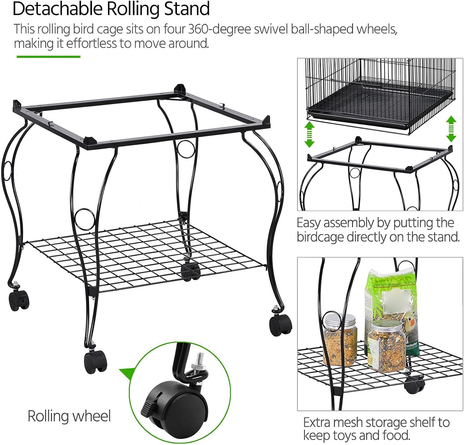 Yaheetech 59-inch Dome Open Top Large Medium Parrot Bird Cage On Stand for Sun Parakeets Conures Quaker Parrot Rolling Cockatiel Bird Cage