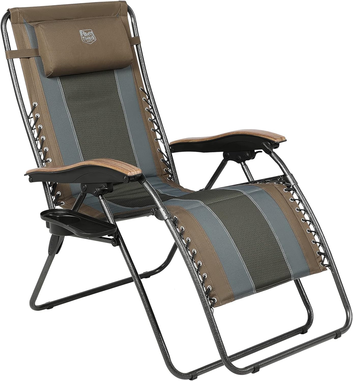 Timber Ridge Oversized Zero Gravity Chair, Padded Reclining Lounge Chair with Adjustable Headrest & Cup Holder, Heavy Duty Support 350 lbs