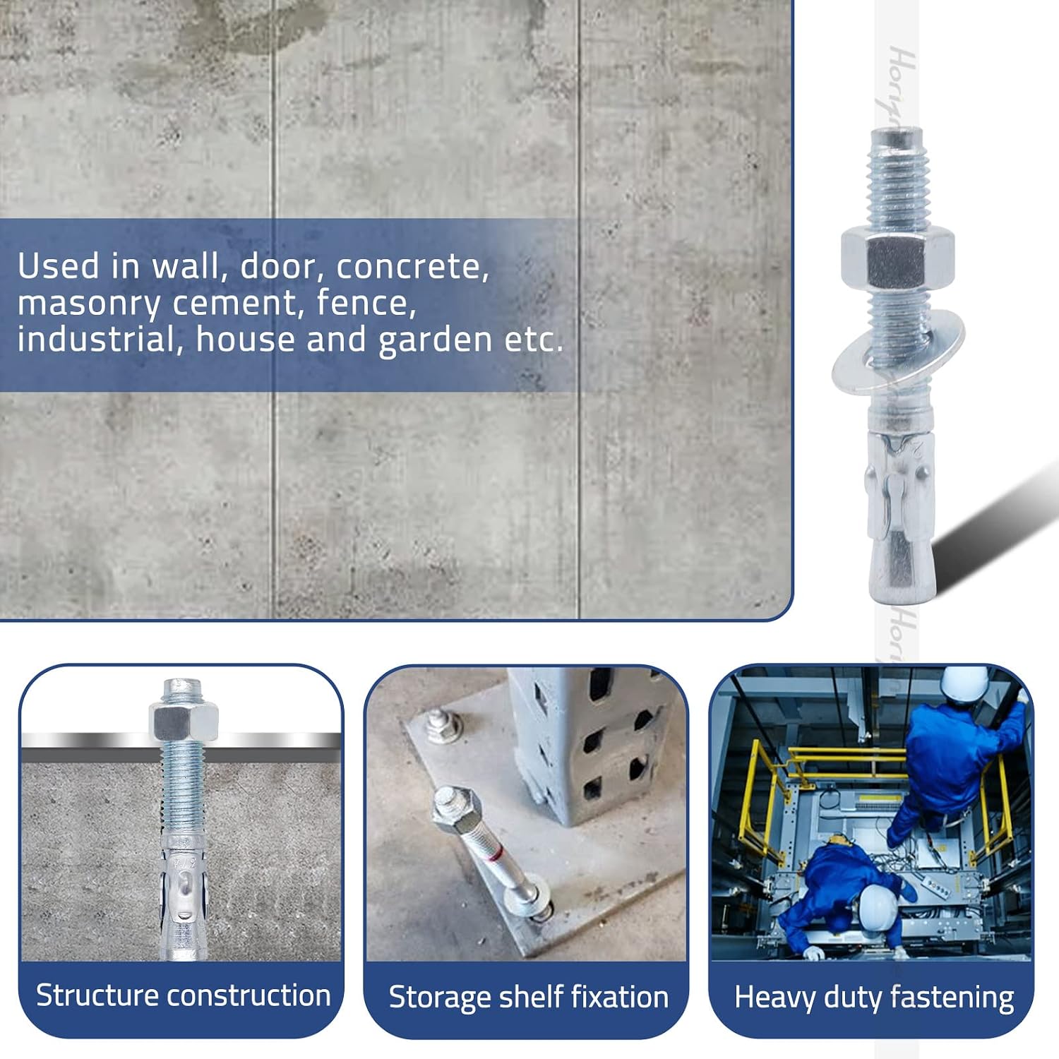 3/8 Concrete Anchors, Concrete Wall Anchors, Metal Wedge Bolts