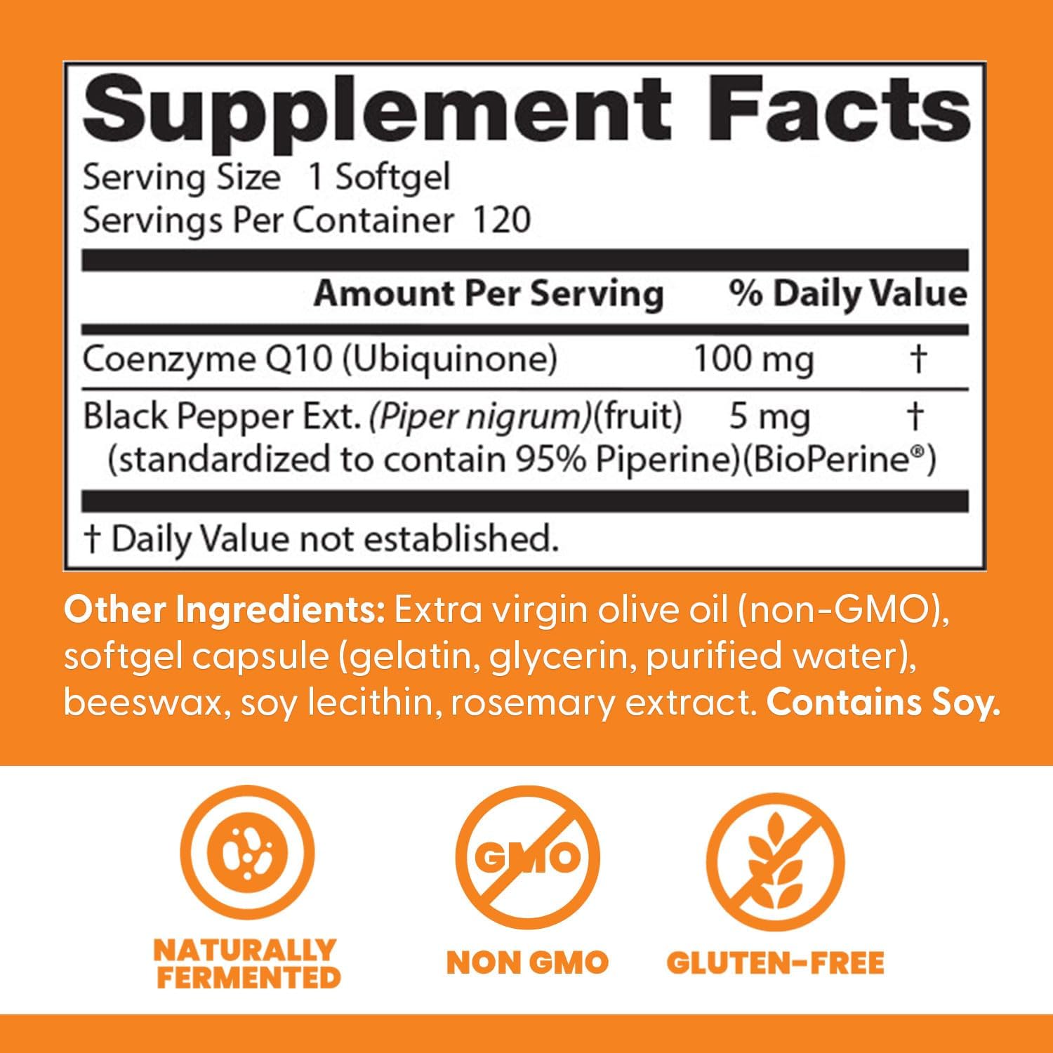 Doctor's Best High Absorption CoQ10 with BioPerine, Gluten Free Naturally Fermented, Heart Health & Energy Production, 100 mg, 60 SoFtgels