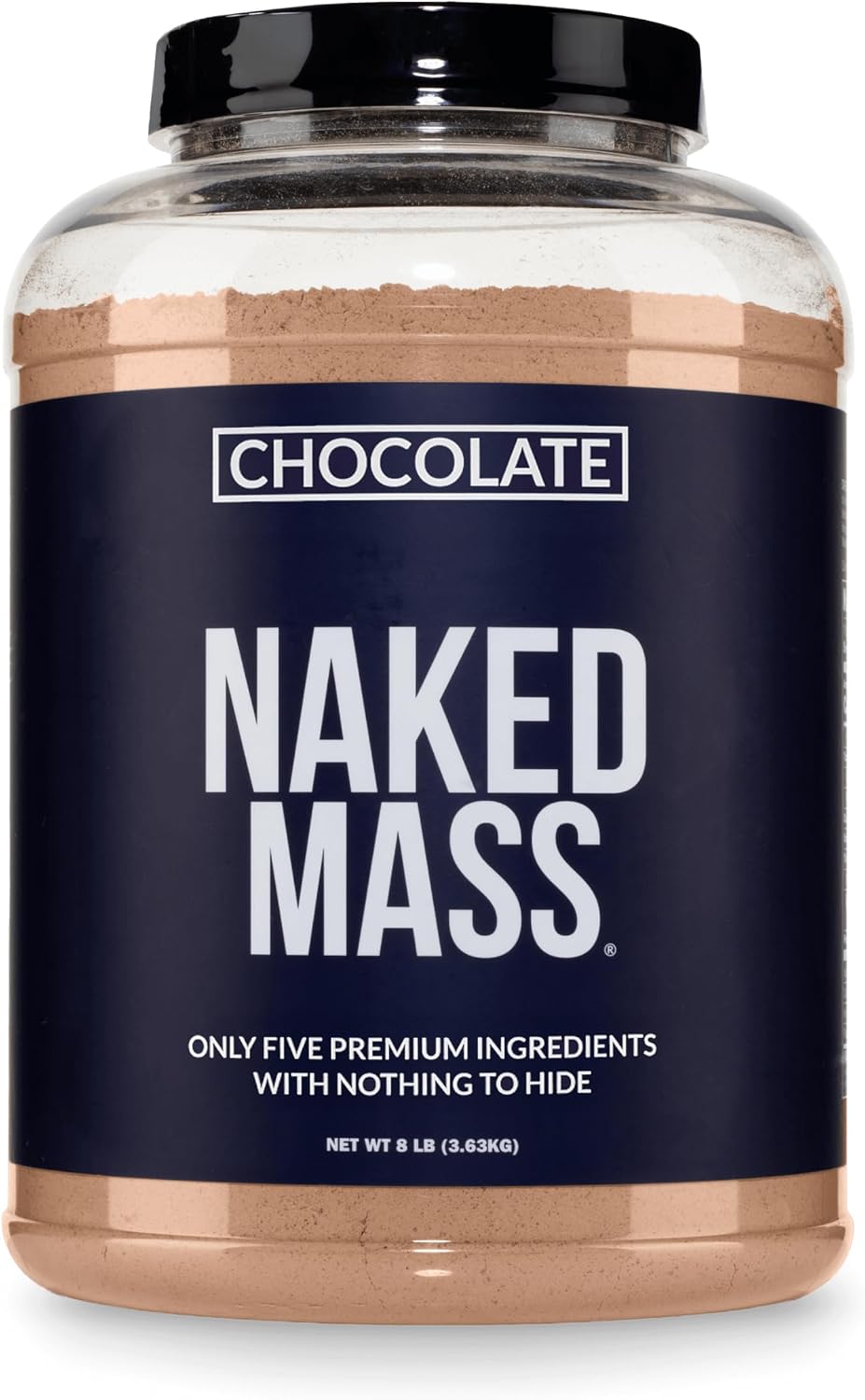NAKED Mass - Natural Weight Gainer Protein Powder - 8 LB Bulk, NSF Certified, GMO Free, Gluten Free & Soy Free. No Artificial Ingredients - 1,250 Calories per Serving