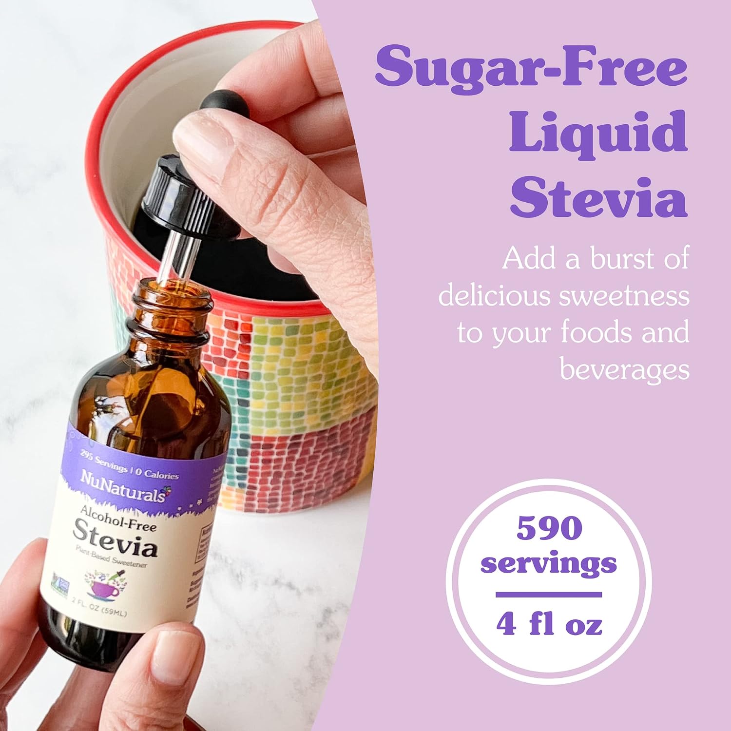 NuNaturals Liquid Stevia Sweetener, Unflavored Alcohol-Free, 2oz