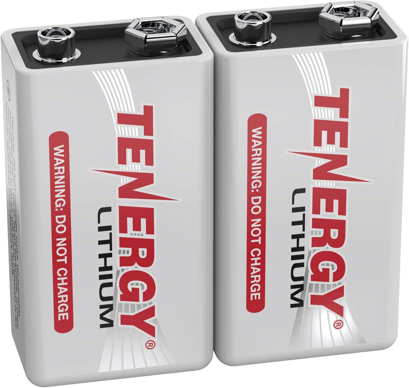 Tenergy 9V Lithium Batteries, 1200mah Non-Rechargeable Batteries, 10 Years Shelf Life Lithium 9 Volt Batteries, 2 Pack