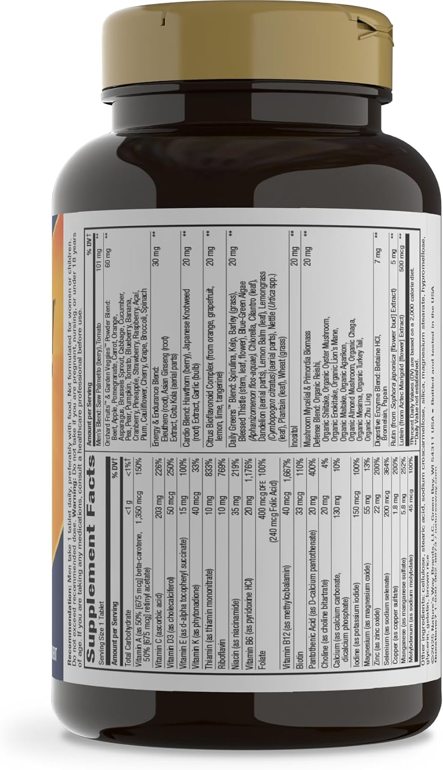 Nature's Way Alive! Men’s Daily Ultra Potency Multivitamin Tablets, 60 ct | Complete High Potency Men’s Daily Vitamin Promotes Heart & Muscle Function*, B-Vitamins, Zinc and Antioxidants