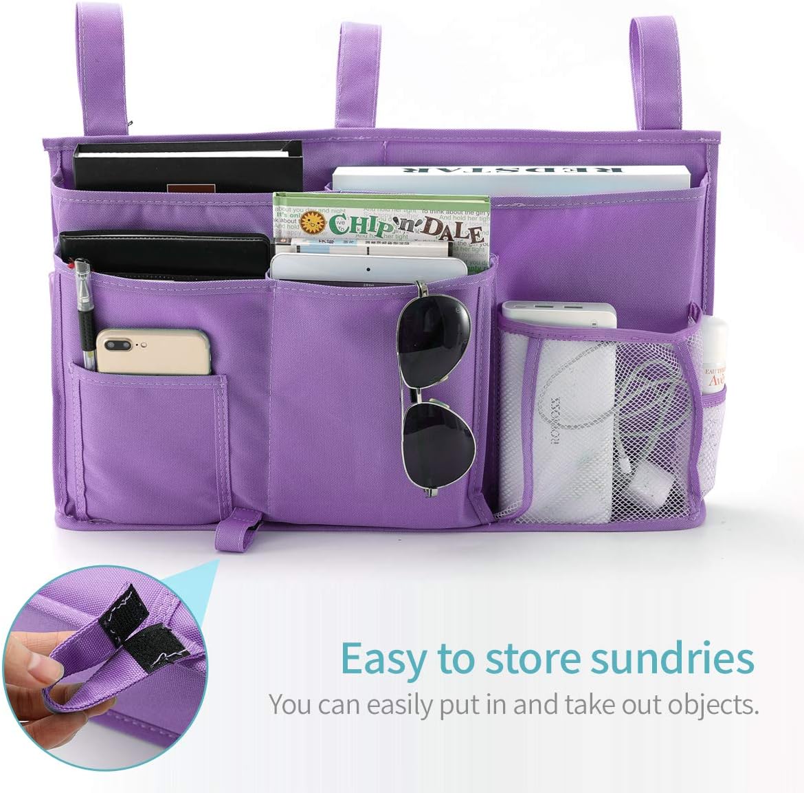 Bseash Bunk Bed Organizer, Bedside Caddy Hanging Bed Organizer Storage Bag 8 Pockets, for College Dorm Rooms Bed, Hospital Bed, Baby Bed Rails