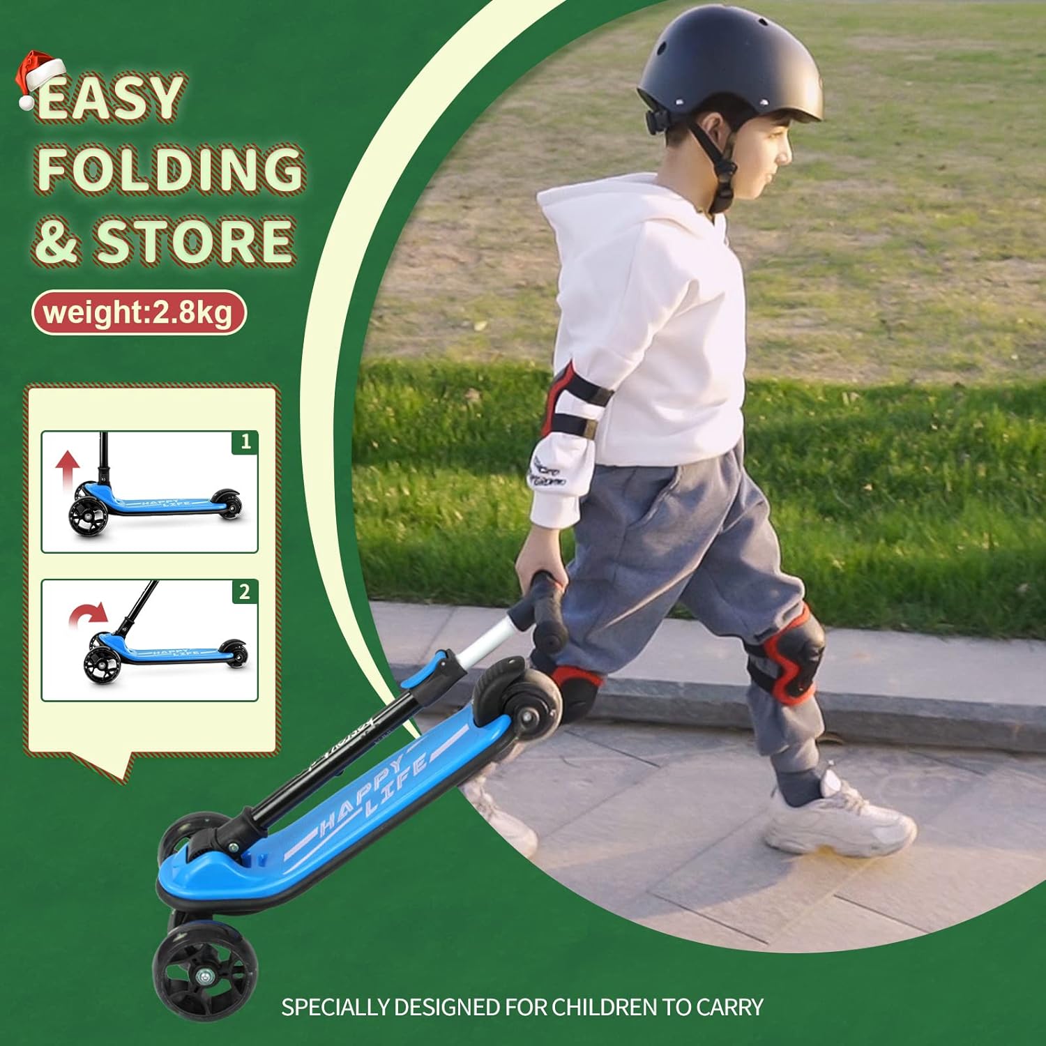 besrey 3 Wheel Scooter for Kids Ages 3-10 with 4 Adjustable Height