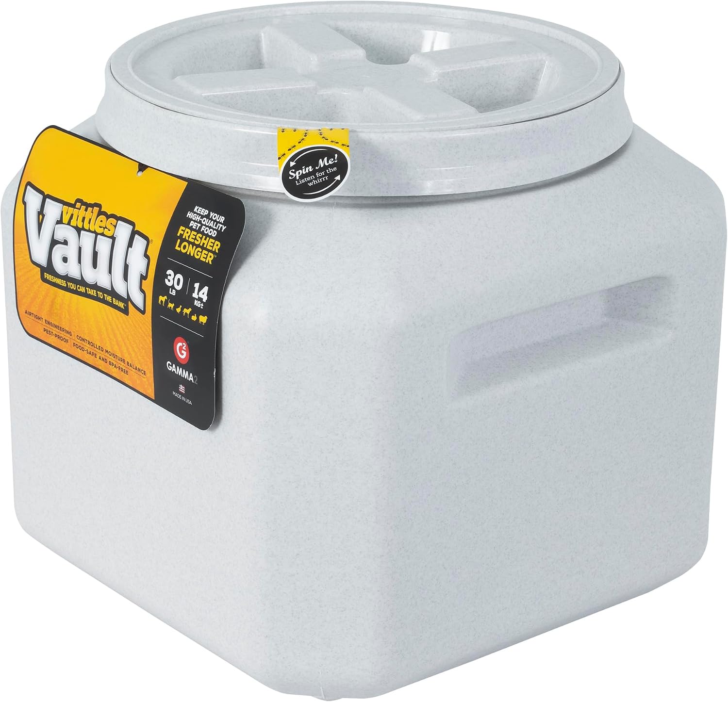 Gamma2 Vittles Vault Pet Food Storage Containers - Sealed Dog and Cat Food Storage Container, Fits up to 25lbs, Made in the USA - [12"L x 13.75"H] | Made in USA, 12 inch long by 13.75 inch tall, airtight lid keeps kibble fresh and pests out, a durable pa…