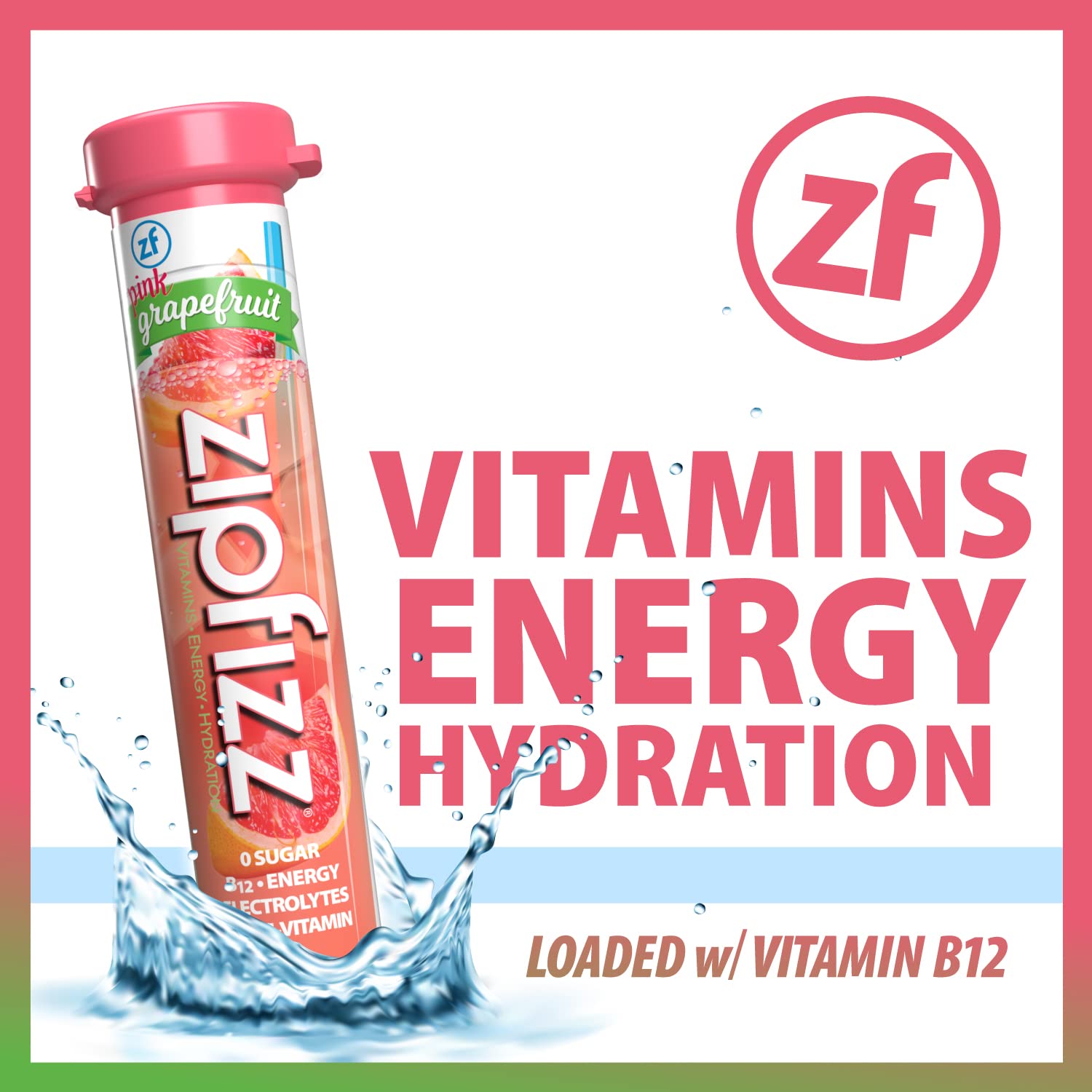 Zipfizz Energy Drink Powder, 20 Pack B12 Electrolyte - Pink Lemonade | Hydration tubes with vitamin drink benefits, 100mg caffeine, B12, electrolytes, & no artificial sugar for active lifestyle