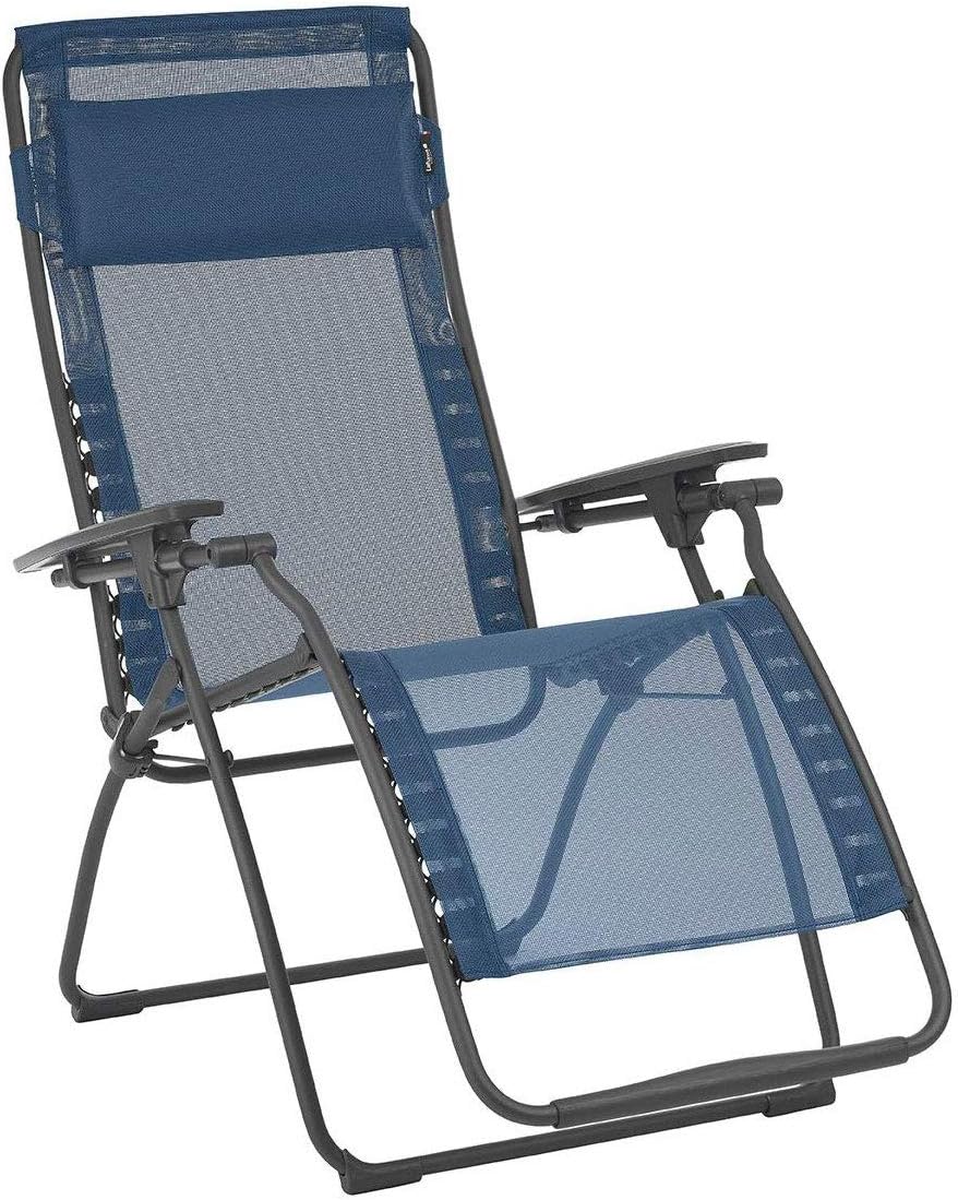 Lafuma Futura Series Patio and Poolside Zero Gravity Outdoor Lounge Recliner Chair with Adjustable and Removable Headrest, Moss Green