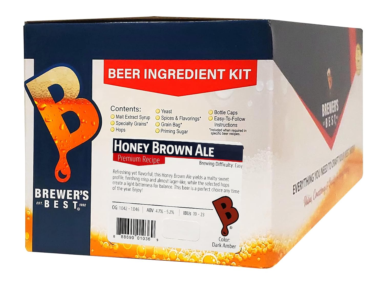 Brewer's Best - 1036 - Home Brew Beer Ingredient Kit (5 gallon), (Honey Brown Ale) Yellow