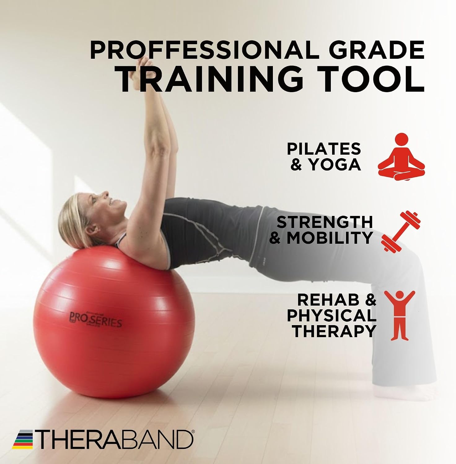 THERABAND Exercise and Stability Ball for Improved Posture, Balance, Core Fitness, Coordination and Rehab