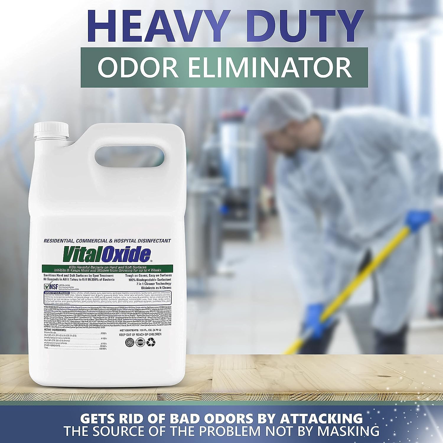 Vital Oxide Disinfectant, Deodorizer, Cleaner, Food-Contact Sanitizer, Virucide – (EPA registration #82972-1) – Kills Mold & Mildew, Eliminates Odors -1 Gallon | EPA registration 82972-1, disinfectant, deodorizer, cleaner, food-contact sanitizer and viru…