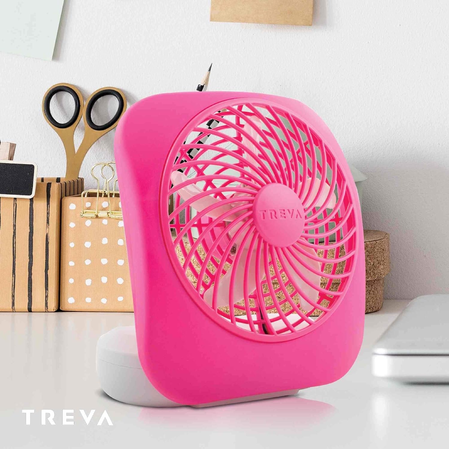 O2COOL Treva 5 in Portable Battery Powered Desk Fan 2-Speed Black | Yes