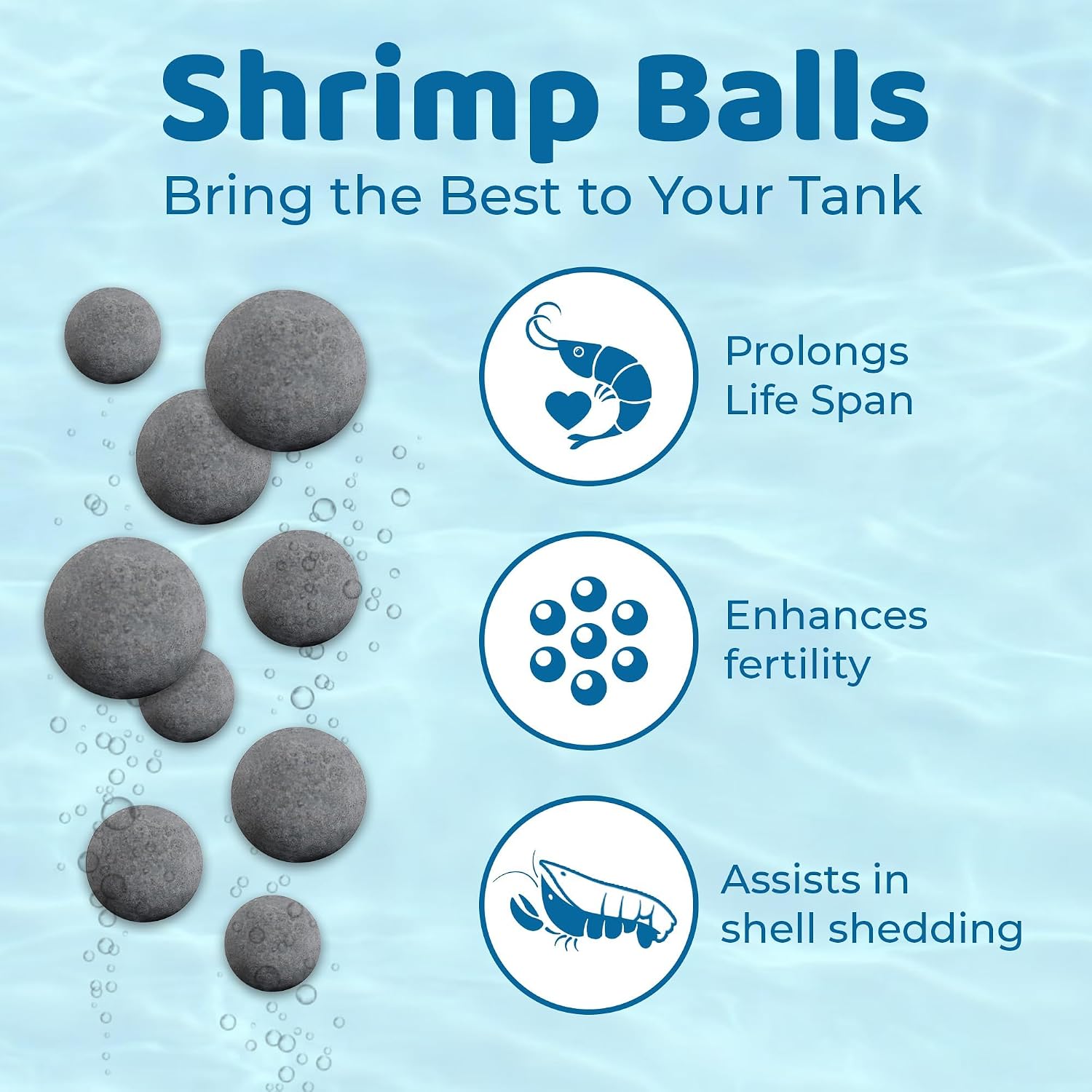 SunGrow Shrimp Balls, Aquarium Water Conditioner Balls, Successful Shedding, Increase Survival Rate, Impart Vibrance, Cool Décor with Wellness Benefits
