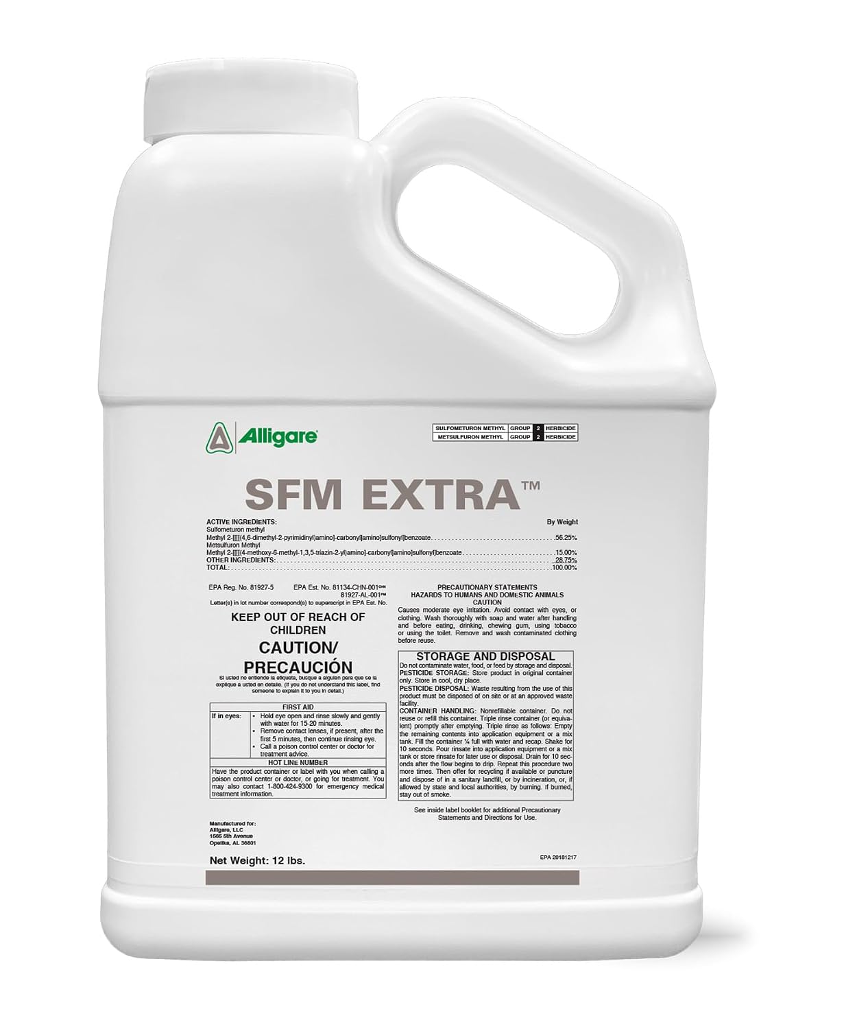ALLIGARE SFM 75 Weed Killer - Broad-Spectrum Pre- and Post-Emergent Weed Killer for Forestry, Rights-of-Way, Industrial & Non-Crop Sites - Low Use Rates, Residual Performance - 3 lb