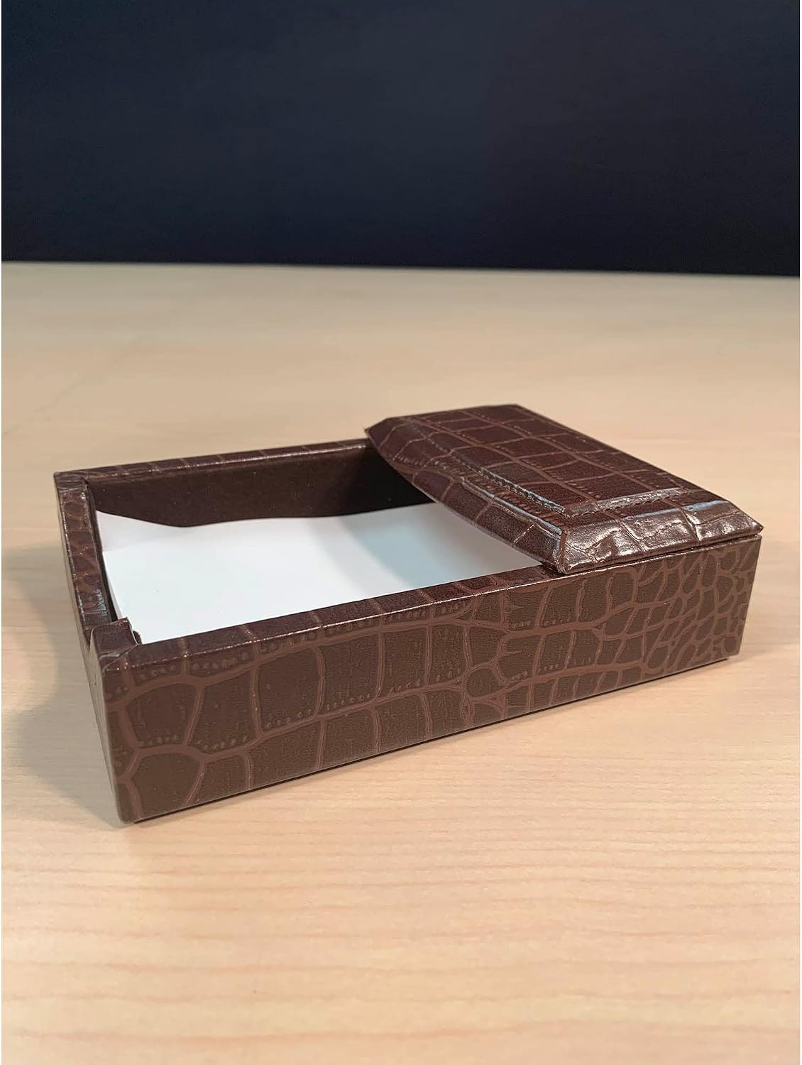 Dacasso Brown Crocodile Embossed Leather Desk Set, 7-Piece
