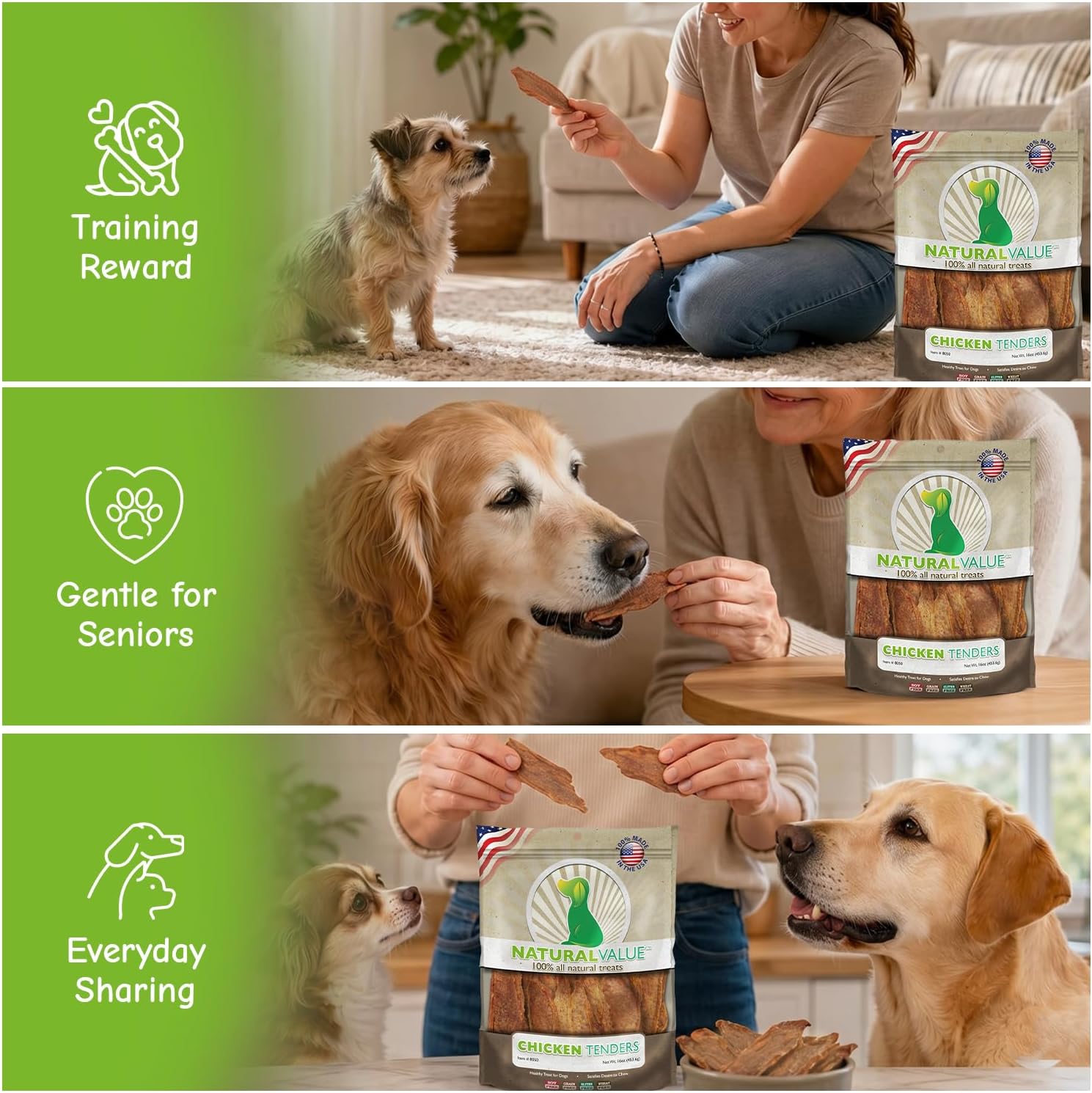 Loving Pets Natural Value Beef Sticks - Soft Jerky Dog Treats for Large & Small Breeds - Healthy Gluten, Wheat, Soy & Grain Free Pet Treats for Dogs