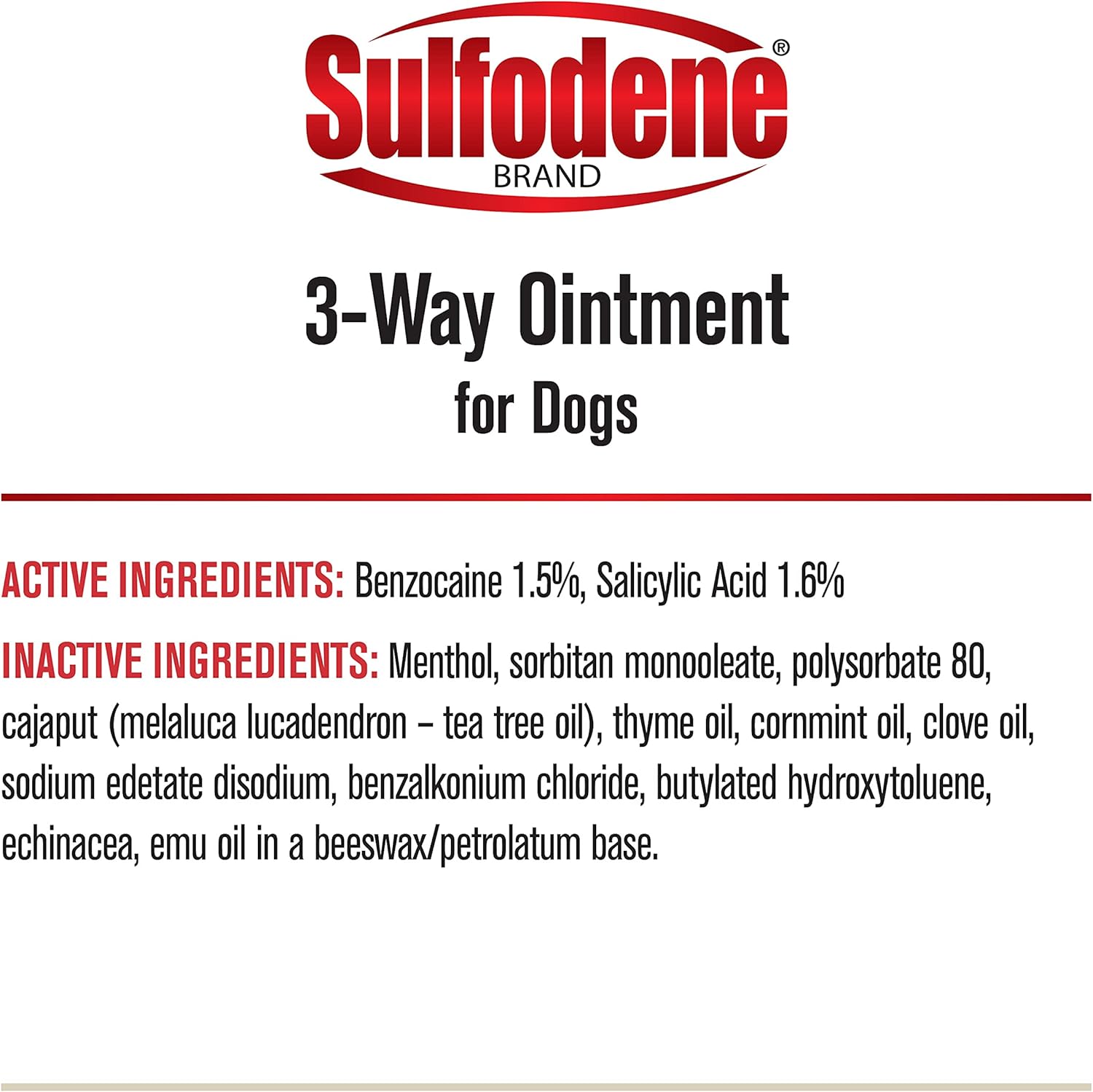 Sulfodene Wound Care 3-Way Ointment for Dogs & Puppies, Soothes Cuts, Scrapes, Skin Irritation, and Redness
