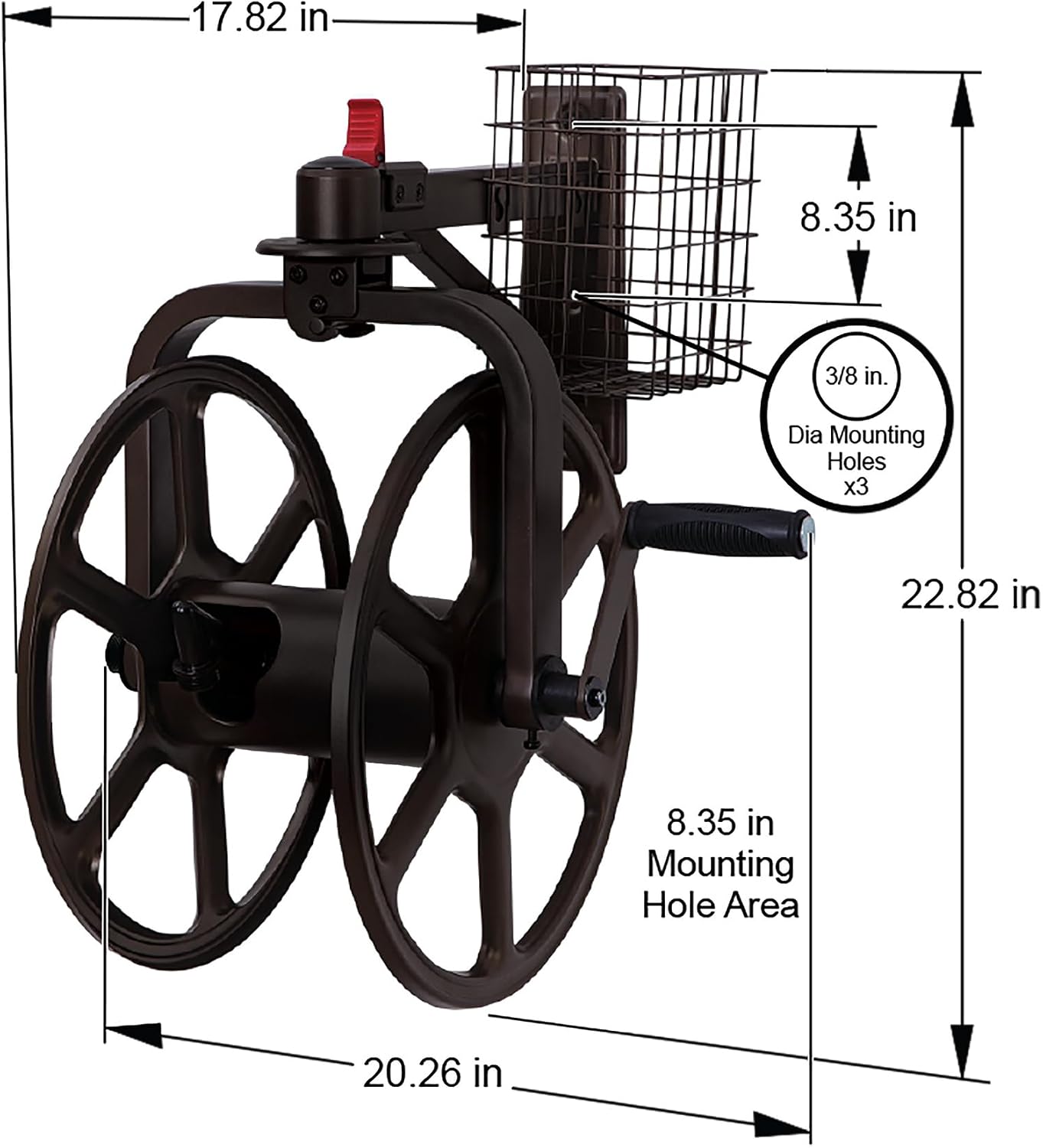 Liberty Garden 710 Navigator Rotating Garden Hose Reel, Holds 125-Feet of 5/8-Inch Hose - Bronze