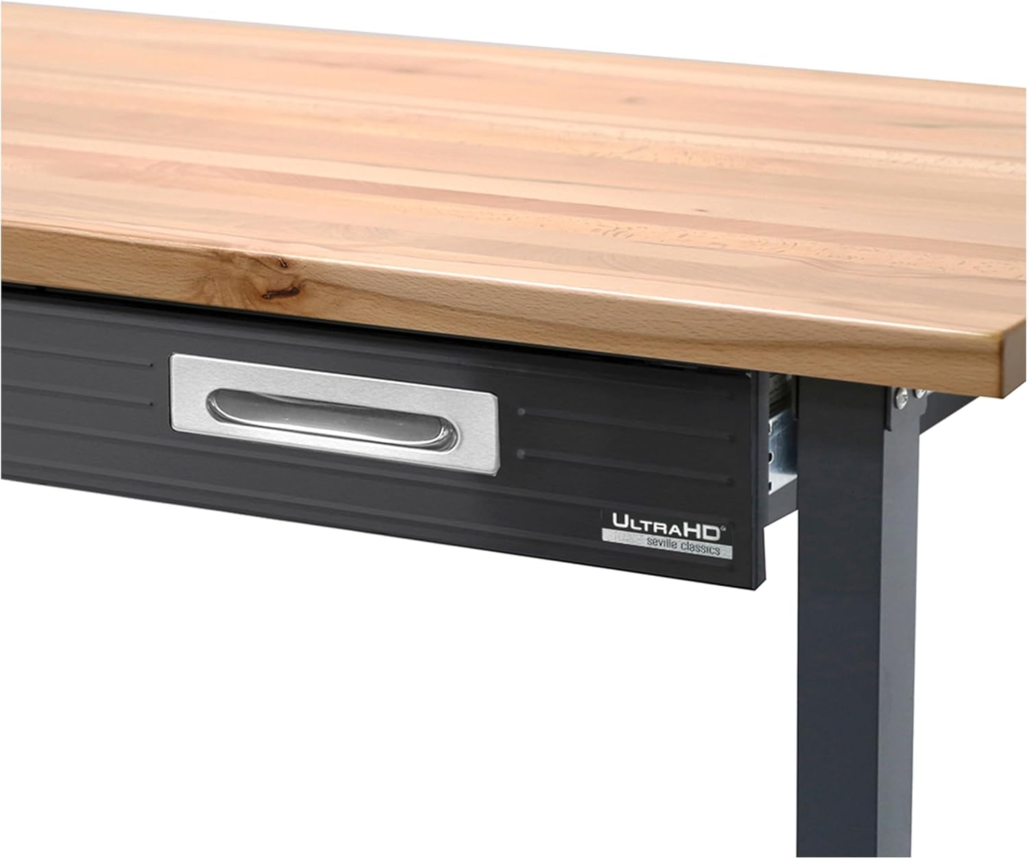 Seville Classics UltraGraphite Wood Top Workbench on Wheels with Sliding Organizer Drawer Table, 48", Graphite
