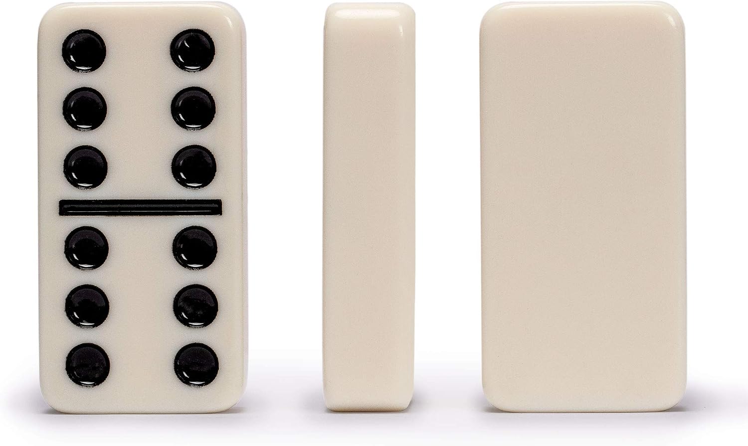 Yellow Mountain Imports 28 Tiles Double 6 Dominoes (Pips/Dots) Game Set - Jumbo Tournament Size Dominos with Dark Oak Wood Case