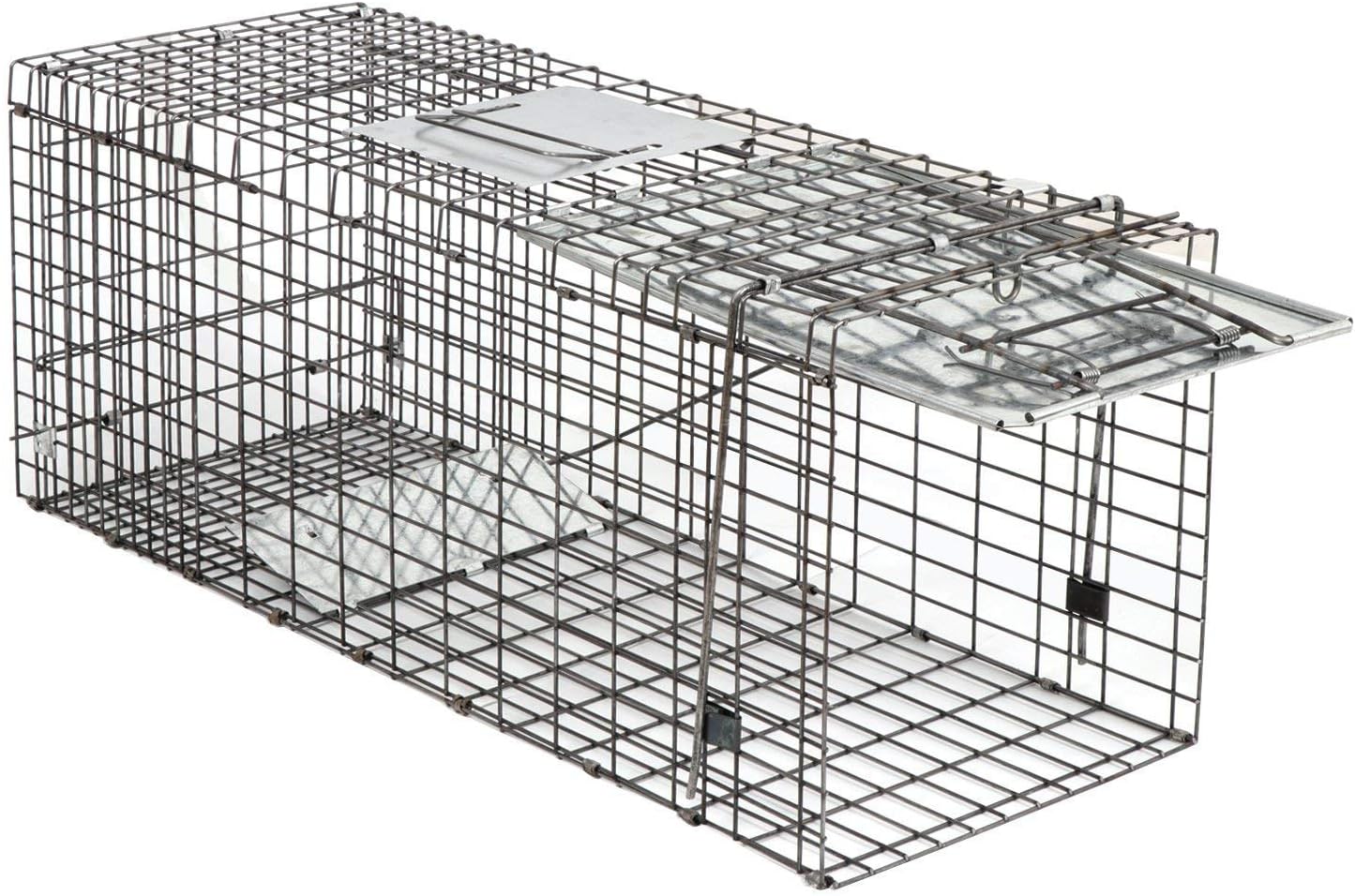 24" x 7.5" x 8" Small Live Animal Trap Steel Cage Catch and Release One Door Humane Rodent Cage Trap for Little Rabbits/Stray Cats/Squirrel/Skunk/Mink/Opossum Outdoor Animals