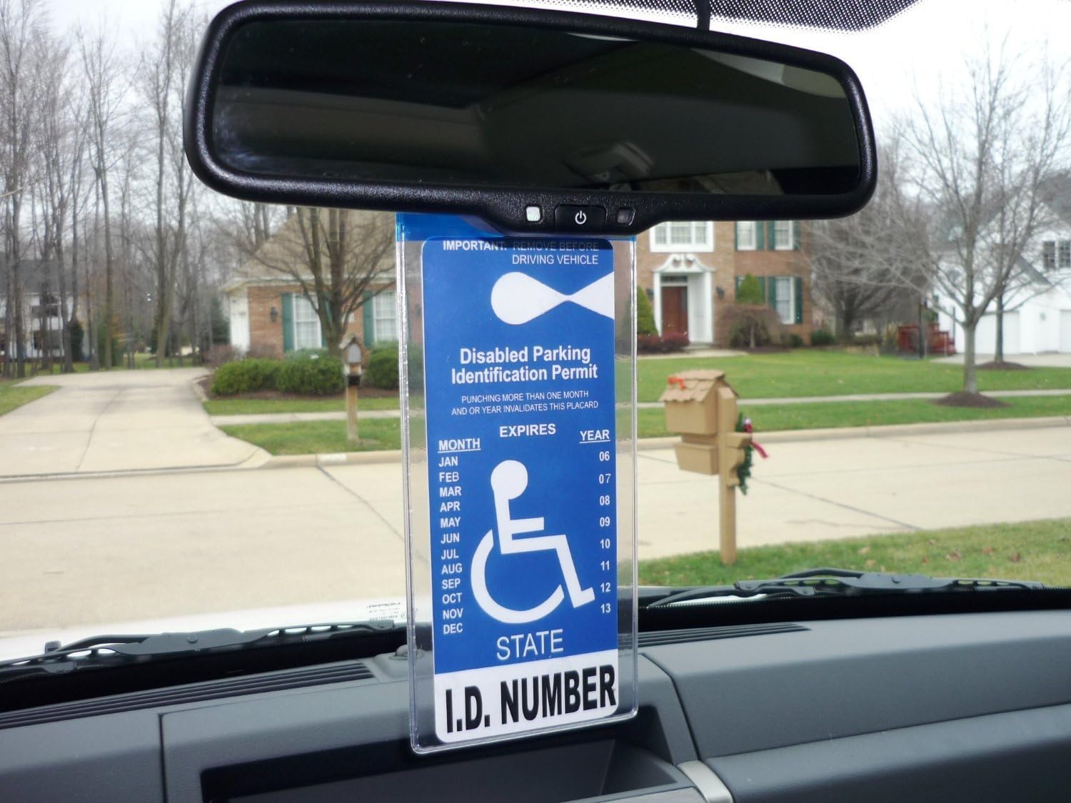 Mirortag™ Holder with Hook & Charm Options- Handicap Placard Holder. Easily Protect